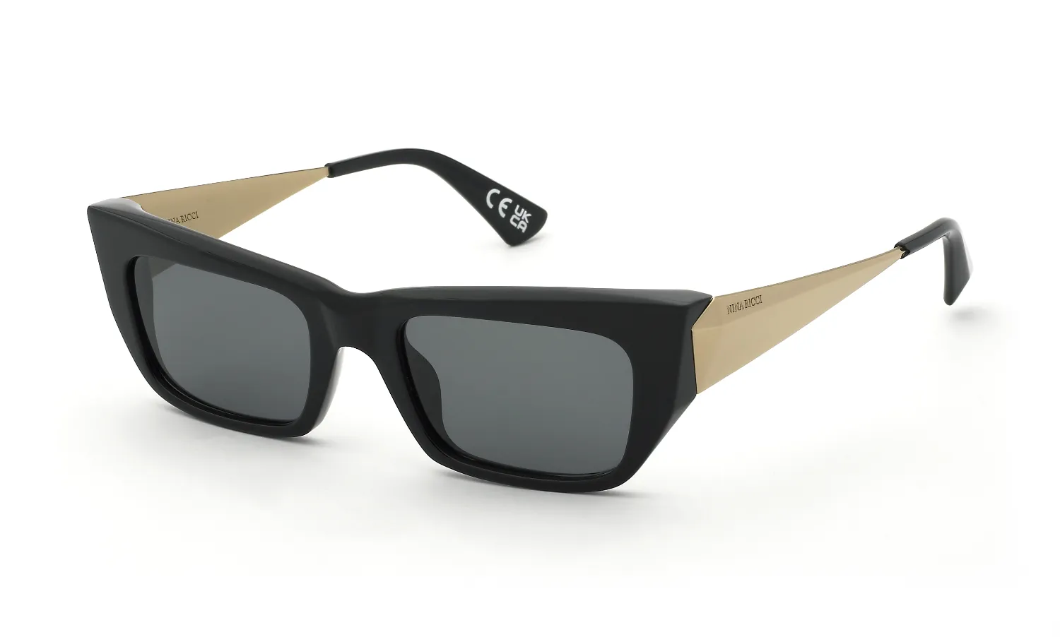 Nina Ricci SNR486 700Y Occhiali da sole Acetato Nero Fumo Squadrata Normale - immagine 1