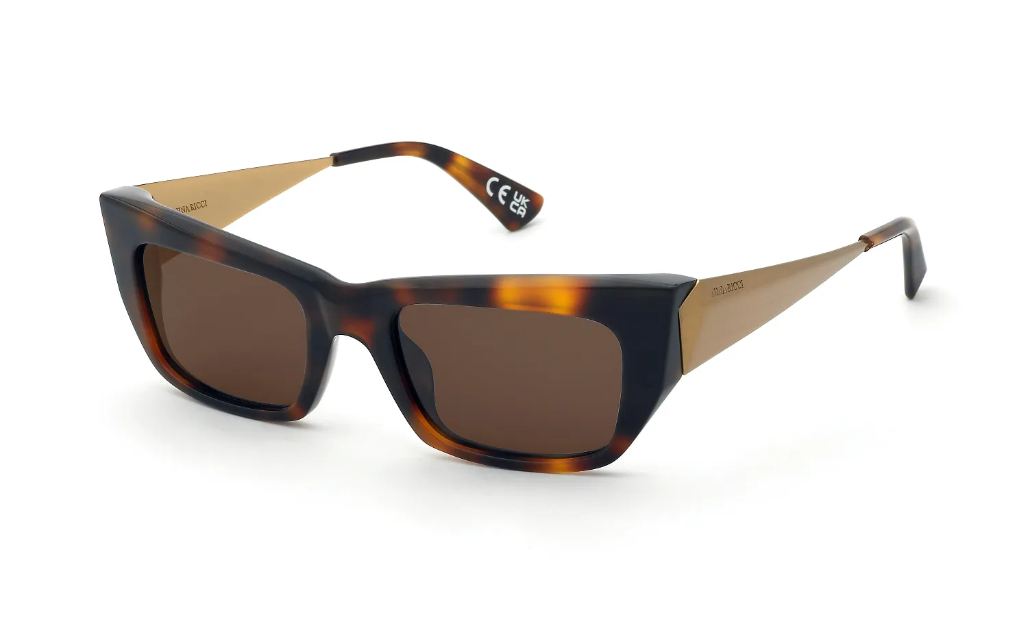 Nina Ricci SNR486 752 Occhiali da sole Acetato Havana Marrone Squadrata Normale - immagine 1