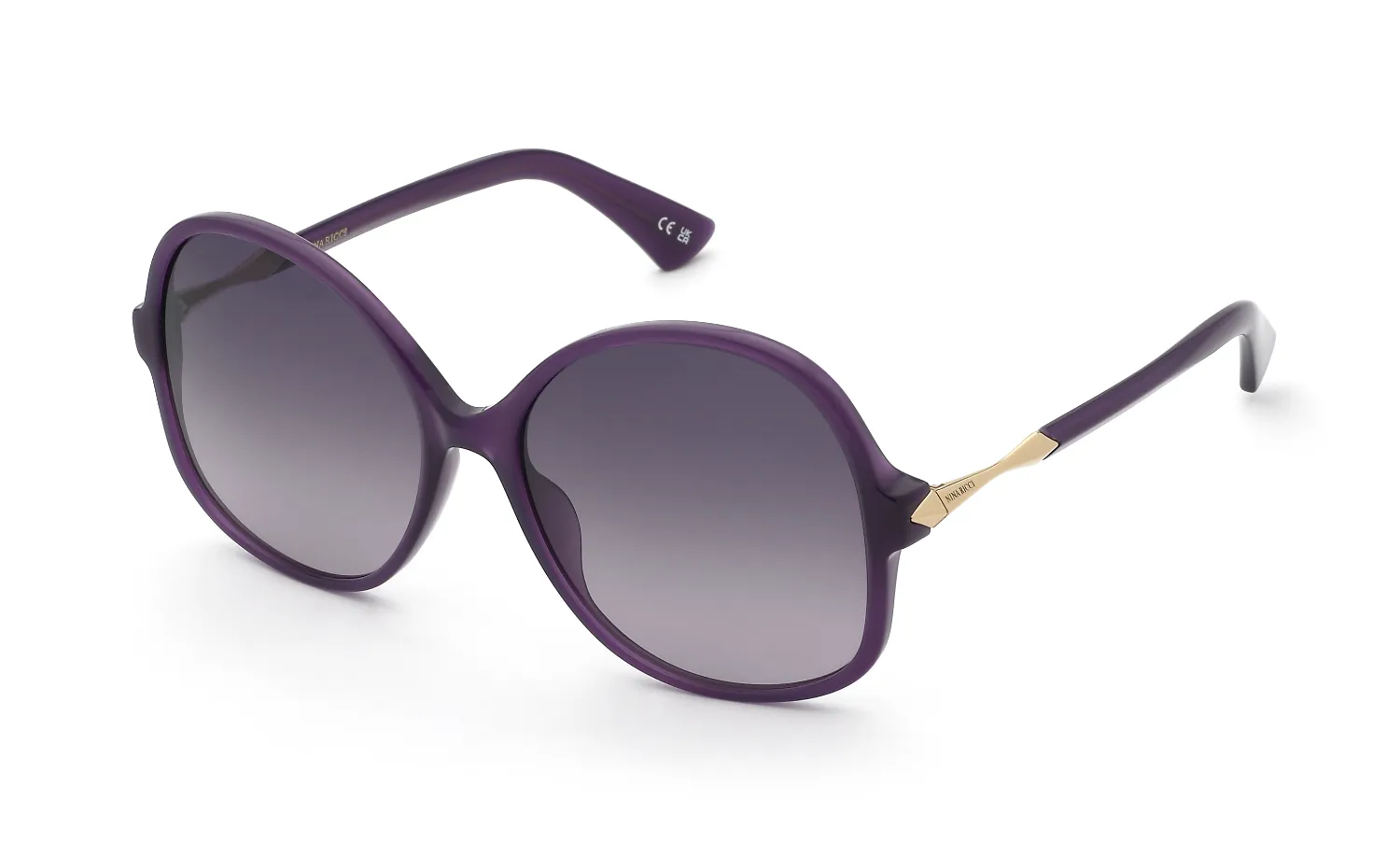 Nina Ricci SNR480 096Z Occhiali da sole Acetato Viola Fumo Geometrica Normale Sfumato - immagine 1