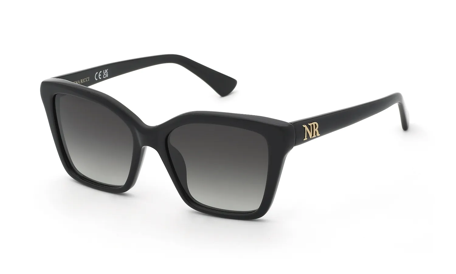 Nina Ricci SNR479 700 Occhiali da sole Acetato Nero Fumo Squadrata Normale Sfumato - immagine 1