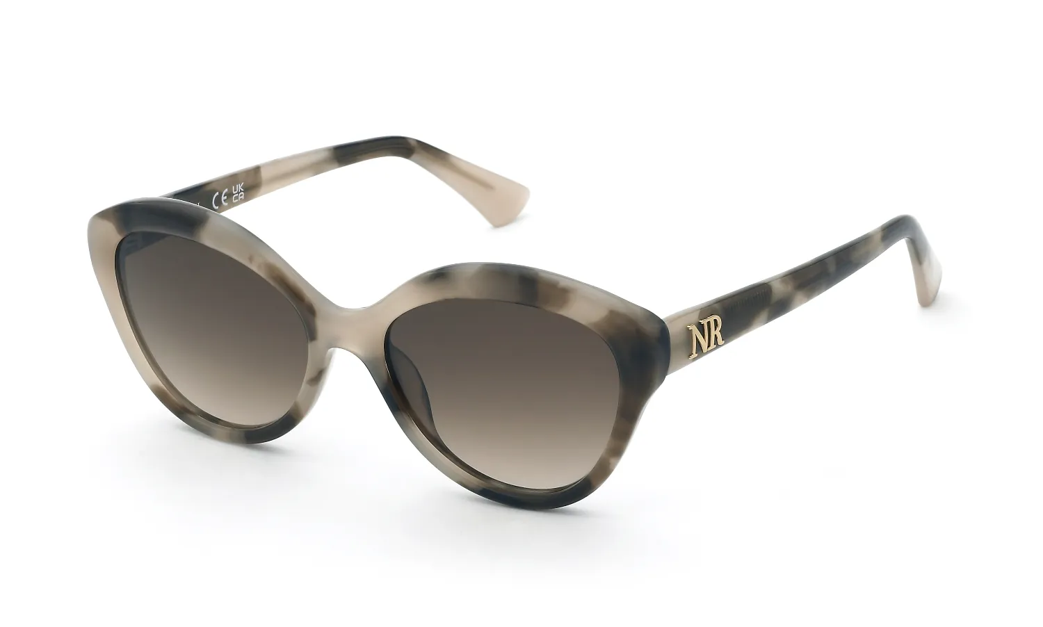 Nina Ricci SNR478 06SK Occhiali da sole Acetato Havana Marrone Farfalla Normale Sfumato - immagine 1