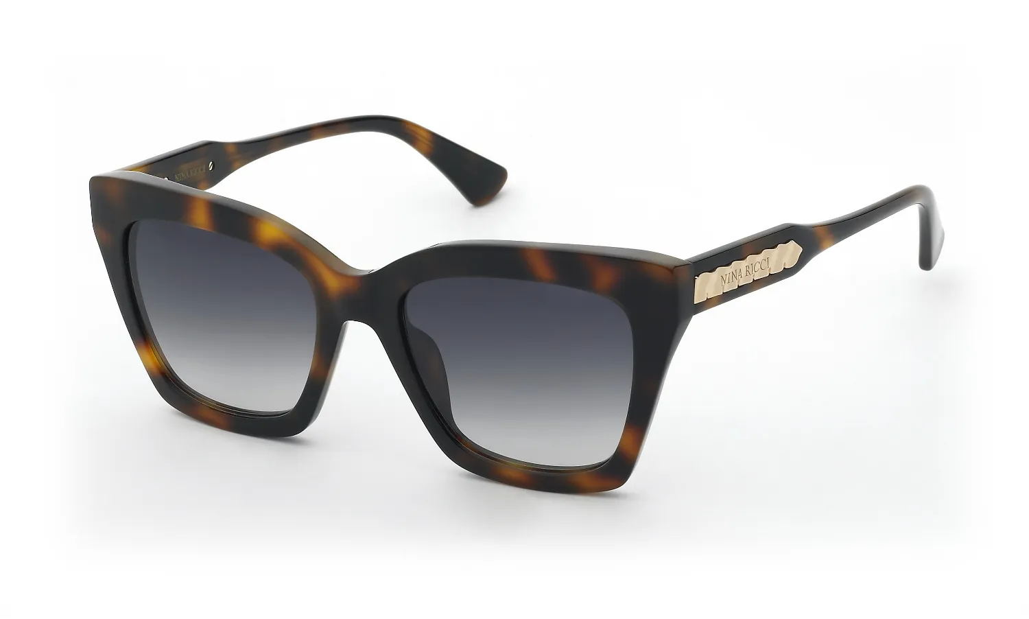 Nina Ricci SNR463 752 Occhiali da sole Acetato Havana Fumo Farfalla Normale Sfumato - immagine 1