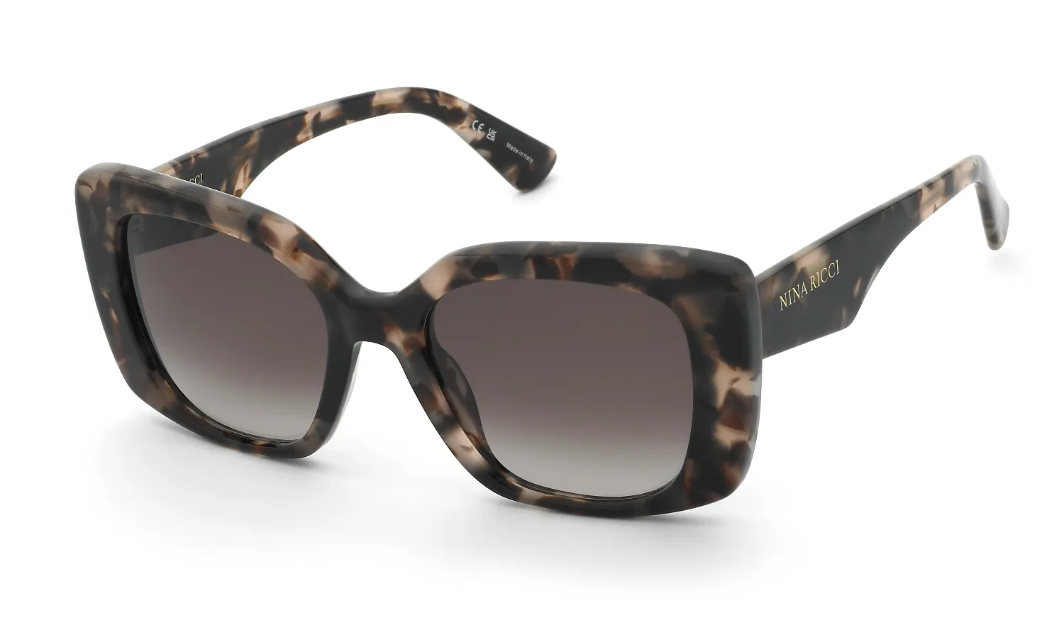 Nina Ricci SNR439 01GQ Occhiali da sole Acetato Havana Marrone Squadrata Normale Sfumato - immagine 1