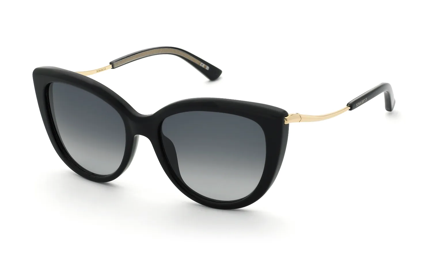 Nina Ricci SNR437 700Y Occhiali da sole Acetato Nero Fumo Farfalla Normale Sfumato - immagine 1