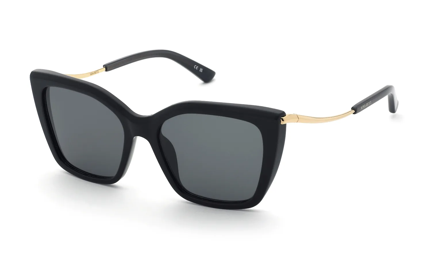 Nina Ricci SNR436 700 Occhiali da sole Acetato Nero Fumo Squadrata Normale - immagine 1