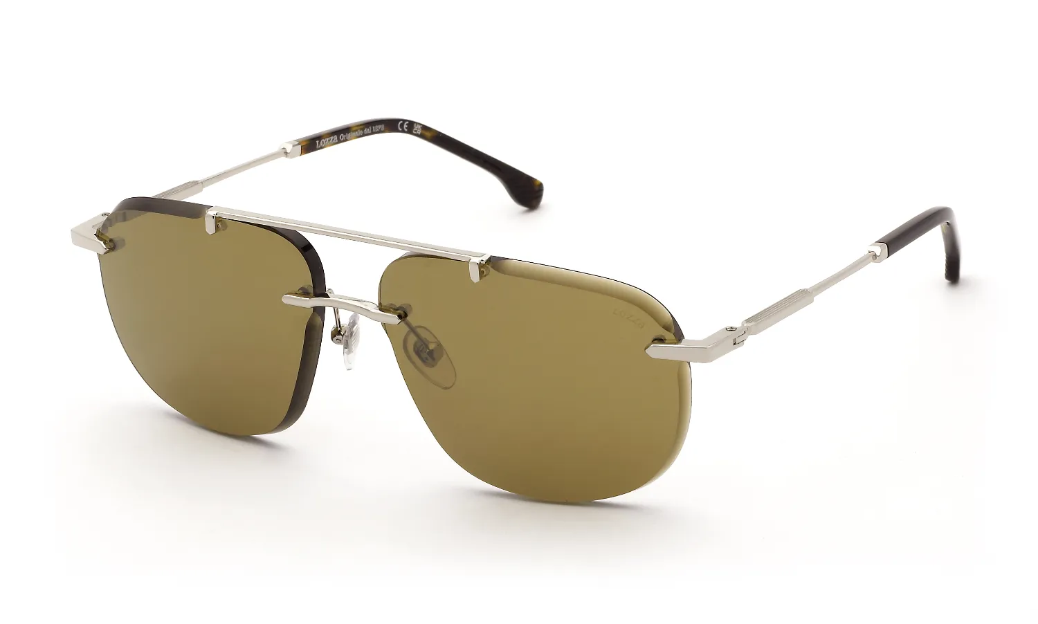 Lozza SL2457 ALICUDI 4 579X Occhiali da sole Metallo Palladio Verde Squadrata Normale Specchiato - immagine 1