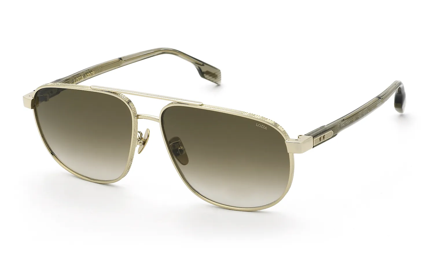 Lozza SL2454M CRESCENDO 2 594 Occhiali da sole Metallo Oro Marrone Squadrata Normale Sfumato - immagine 1