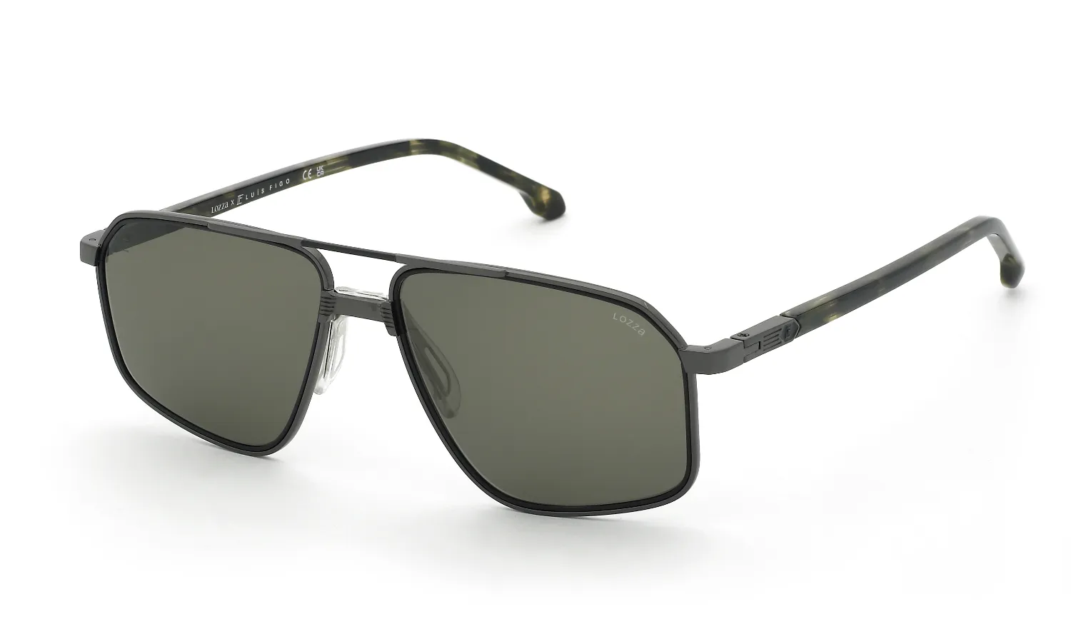 Lozza SL2447 568 Occhiali da sole Metallo Grigio Verde Geometrica Normale - immagine 1