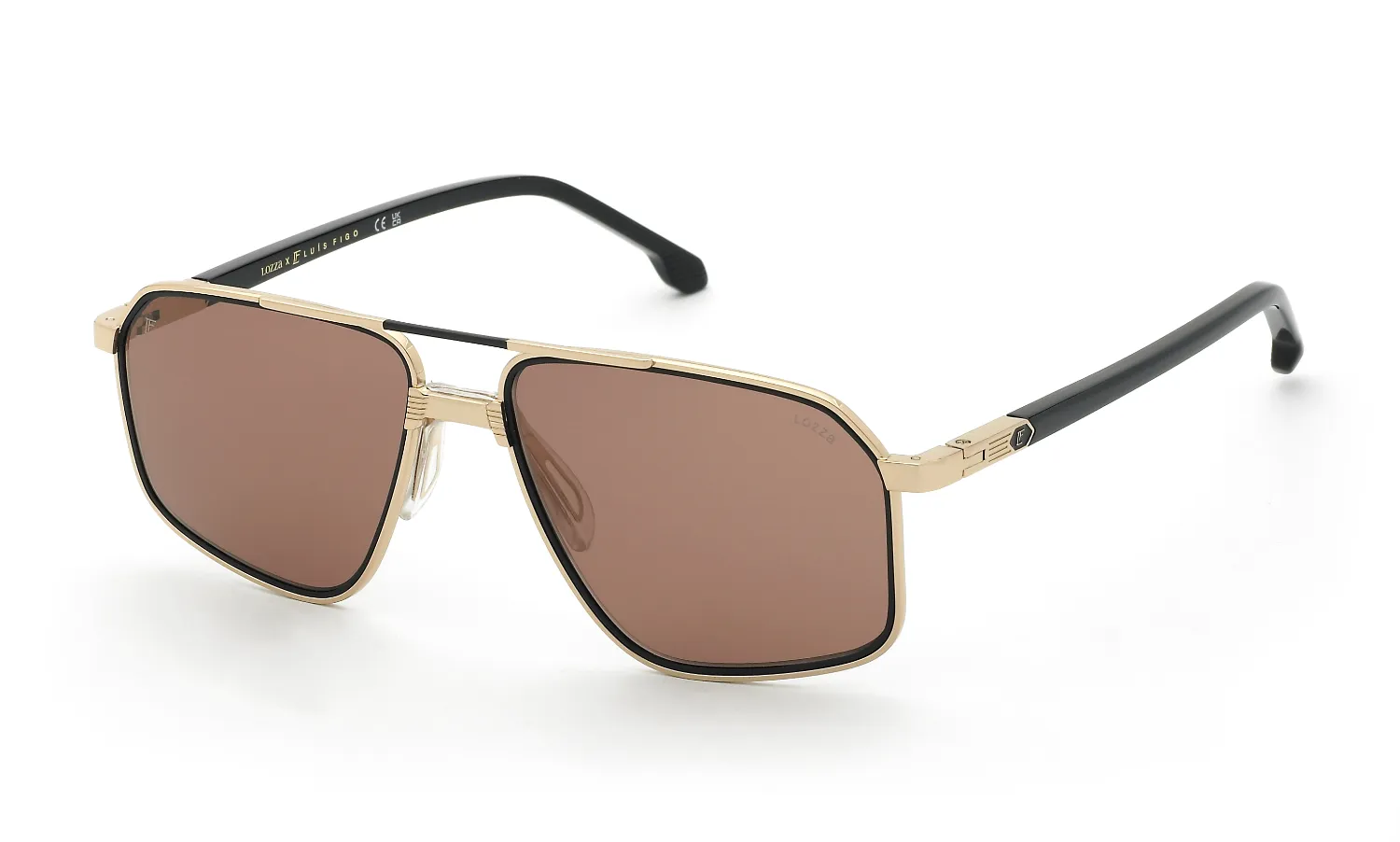 Lozza SL2447 300 Occhiali da sole Metallo Oro Marrone Geometrica Idrorepellente - immagine 1