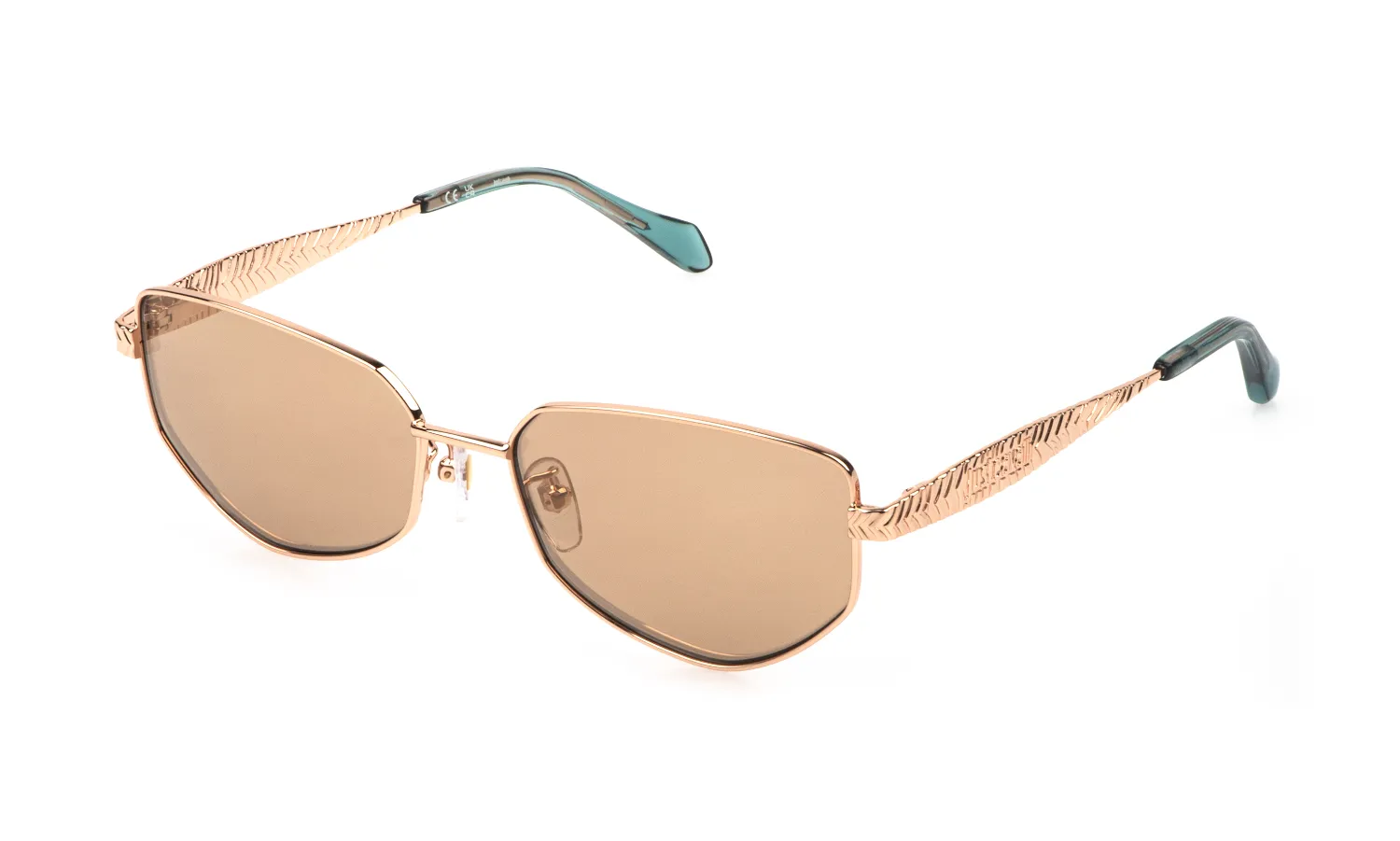 Just Cavalli SJC200 8FCG Occhiali da sole Metallo Oro Marrone Geometrica Antiriflesso - immagine 1