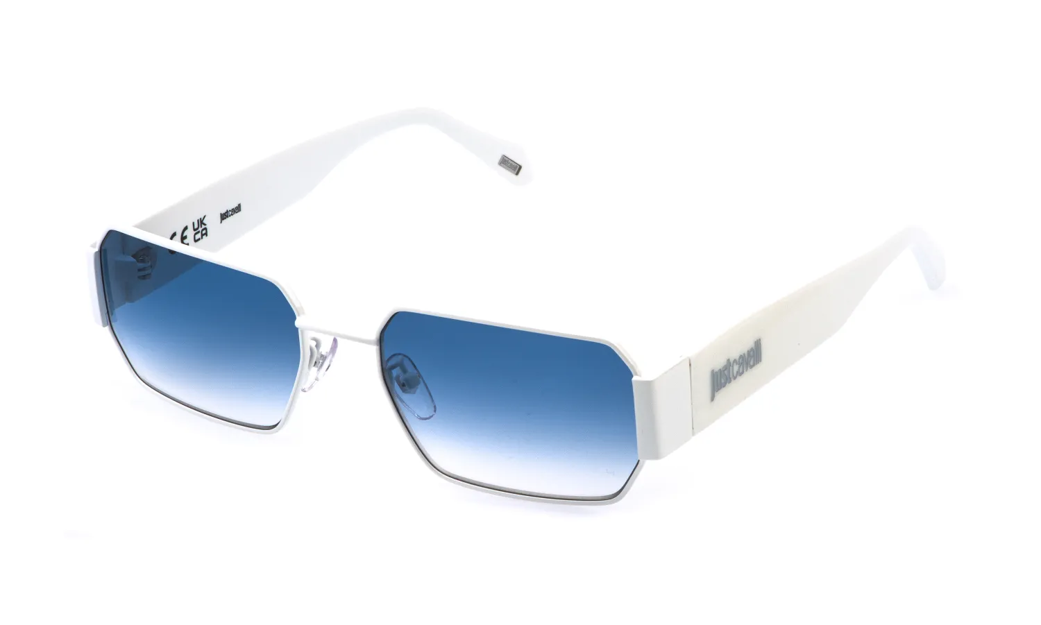 Just Cavalli SJC199 280 Occhiali da sole Metallo Bianco Blu Geometrica Normale Sfumato - immagine 1