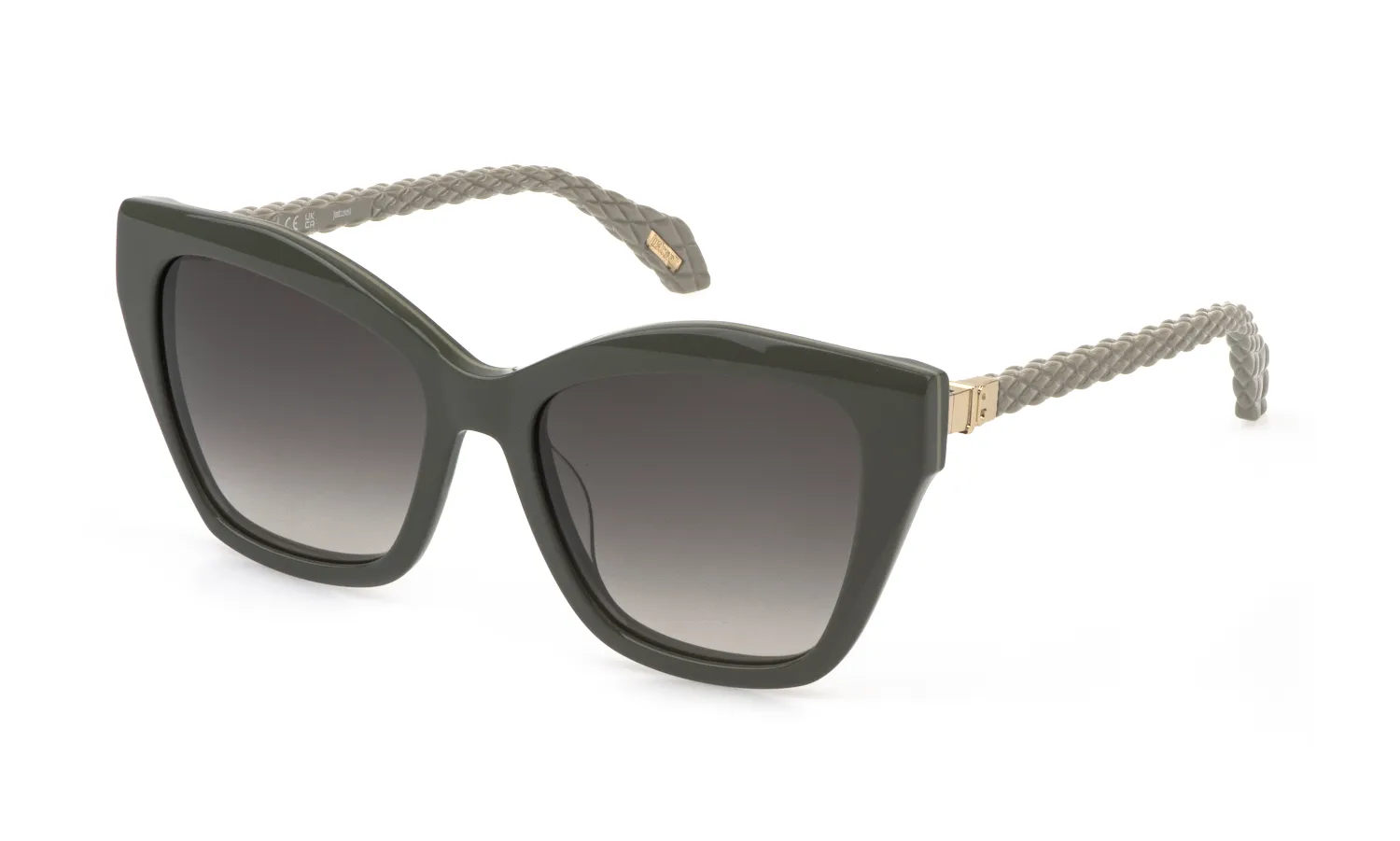 Just Cavalli SJC175 06NT Occhiali da sole Acetato Verde Fumo Farfalla Normale Sfumato - immagine 1