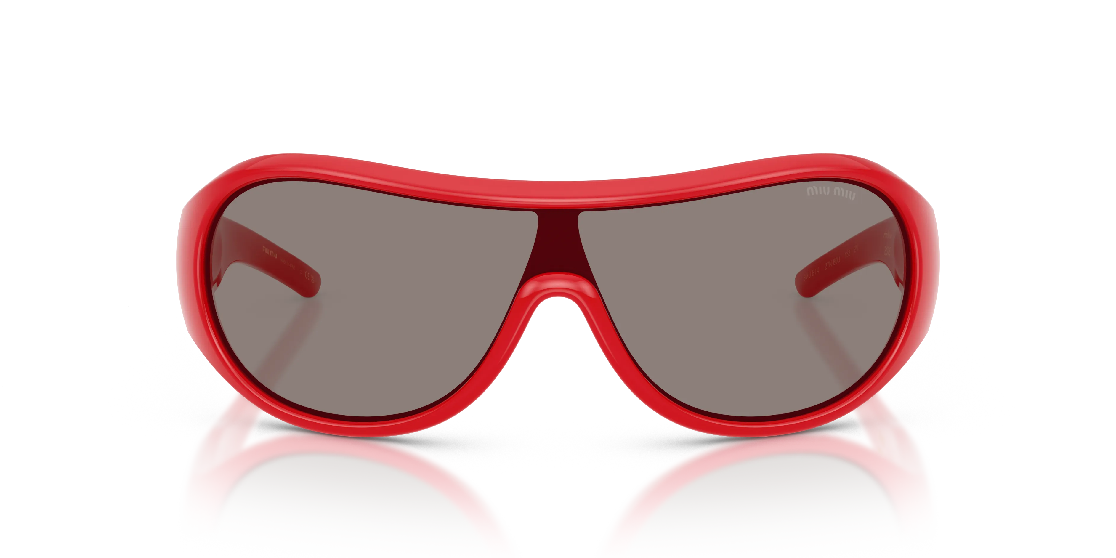 Miu Miu MU B14SU 27N80Q Occhiali da sole Iniettato Rosso Grigio Geometrica Normale - immagine 3