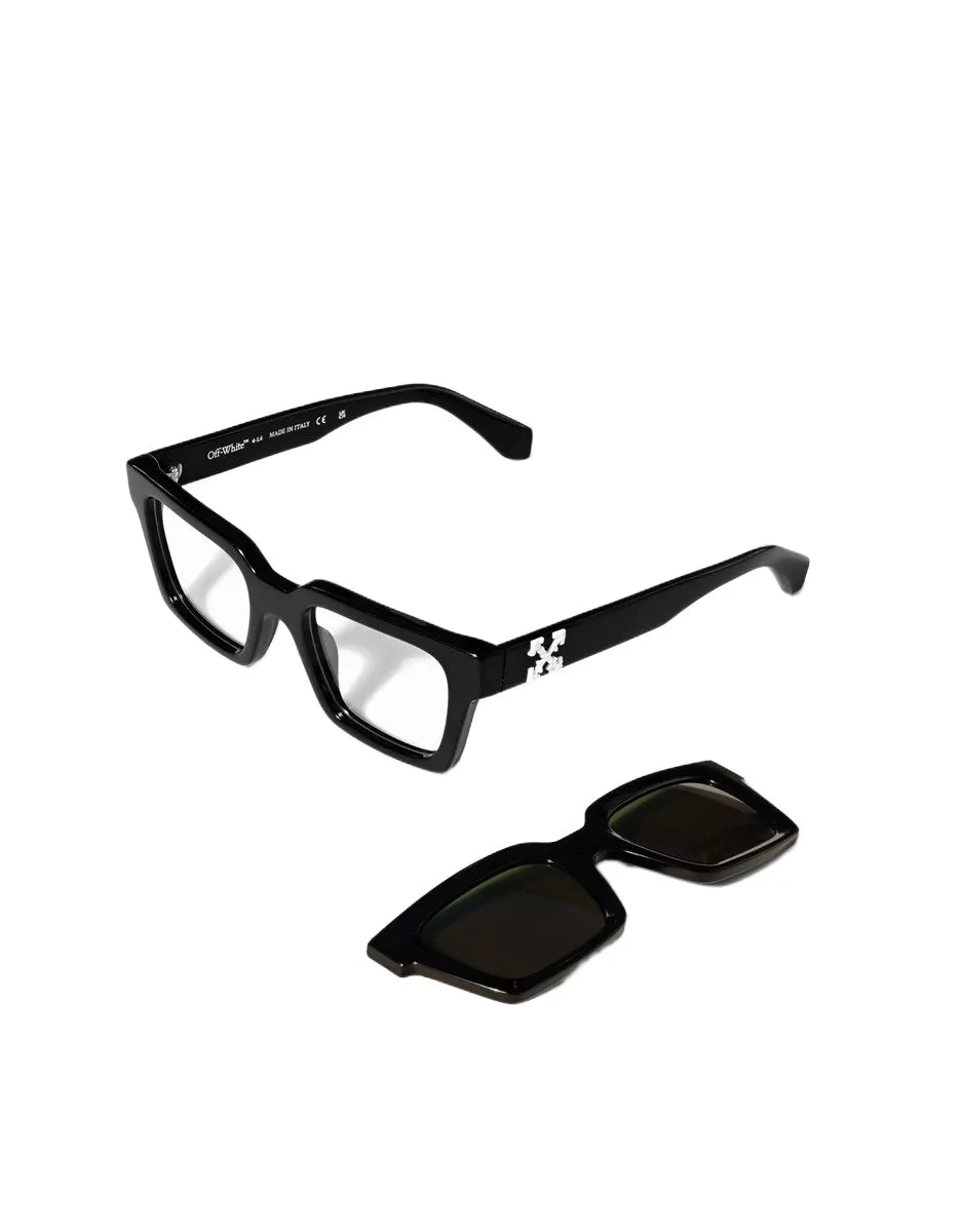 Off-White OW9000 CLIP ON 1055 Occhiali da sole Acetato Nero Verde Squadrata Normale - immagine 3