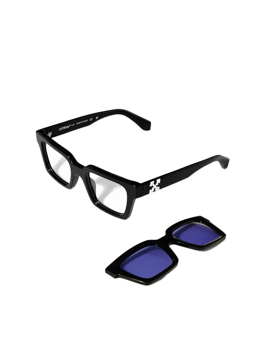 Off-White OW9000 CLIP ON 1045 Occhiali da sole Acetato Nero Azzurro Squadrata Normale - immagine 3