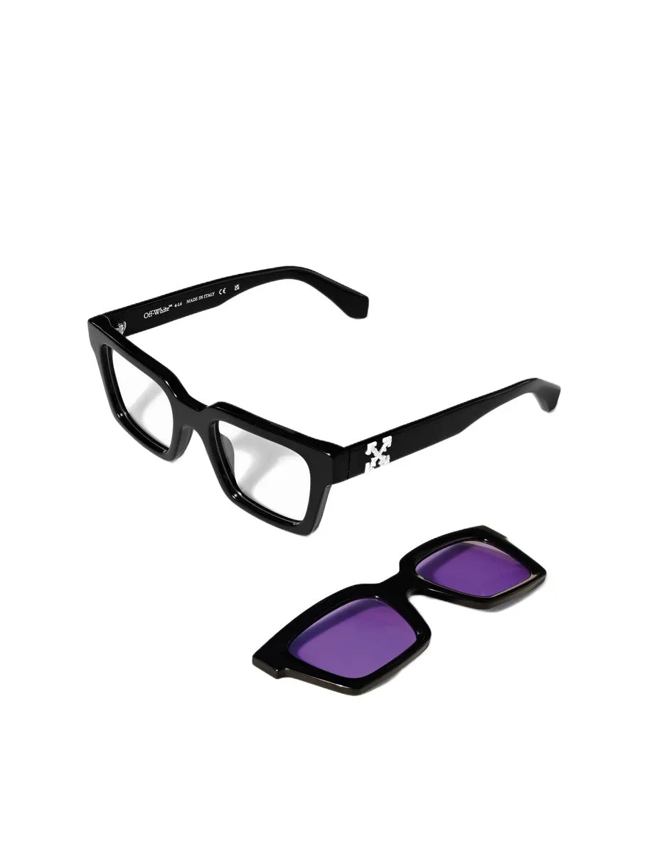 Off-White OW9000 CLIP ON 1037 Occhiali da sole Acetato Nero Viola Squadrata Normale - immagine 3