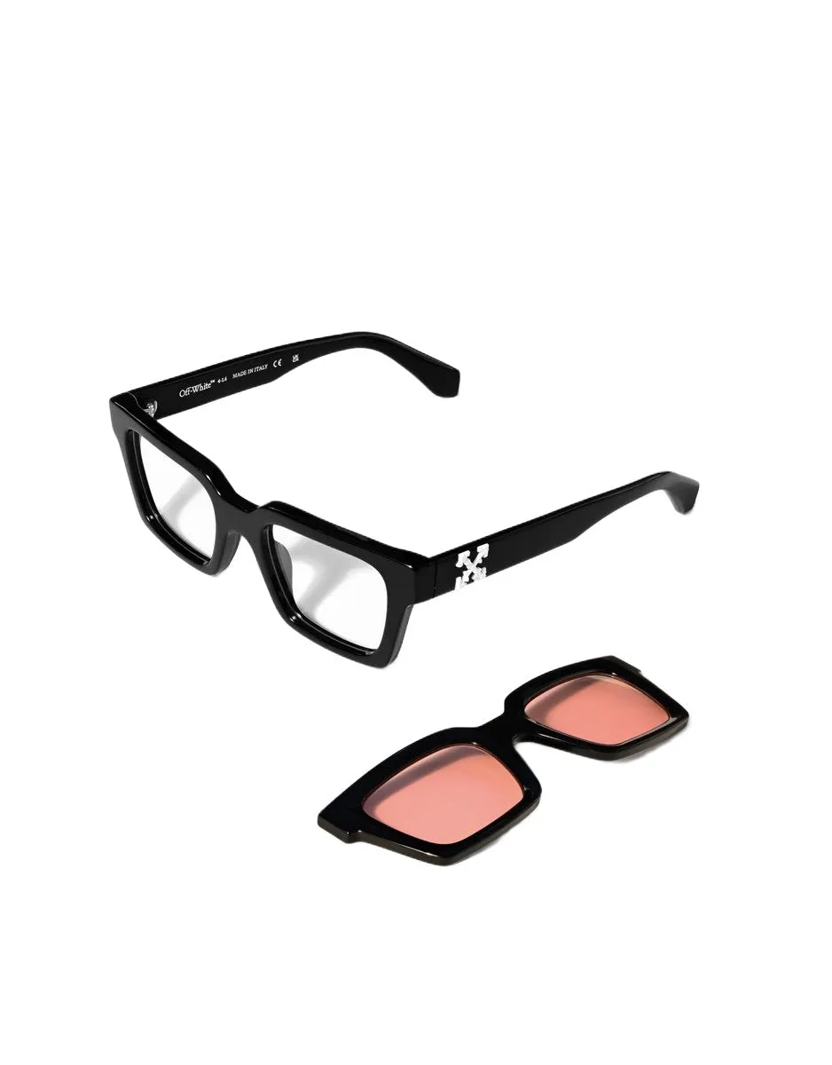 Off-White OW9000 CLIP ON 1030 Occhiali da sole Acetato Nero Rosa Squadrata Normale - immagine 3