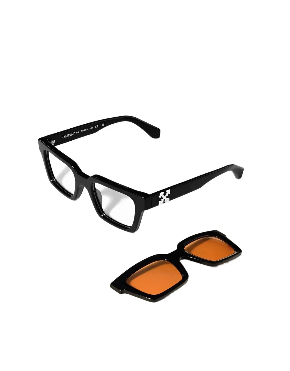 Off-White OW9000 CLIP ON 1020 Occhiali da sole Acetato Nero Arancione Squadrata Normale - immagine 3