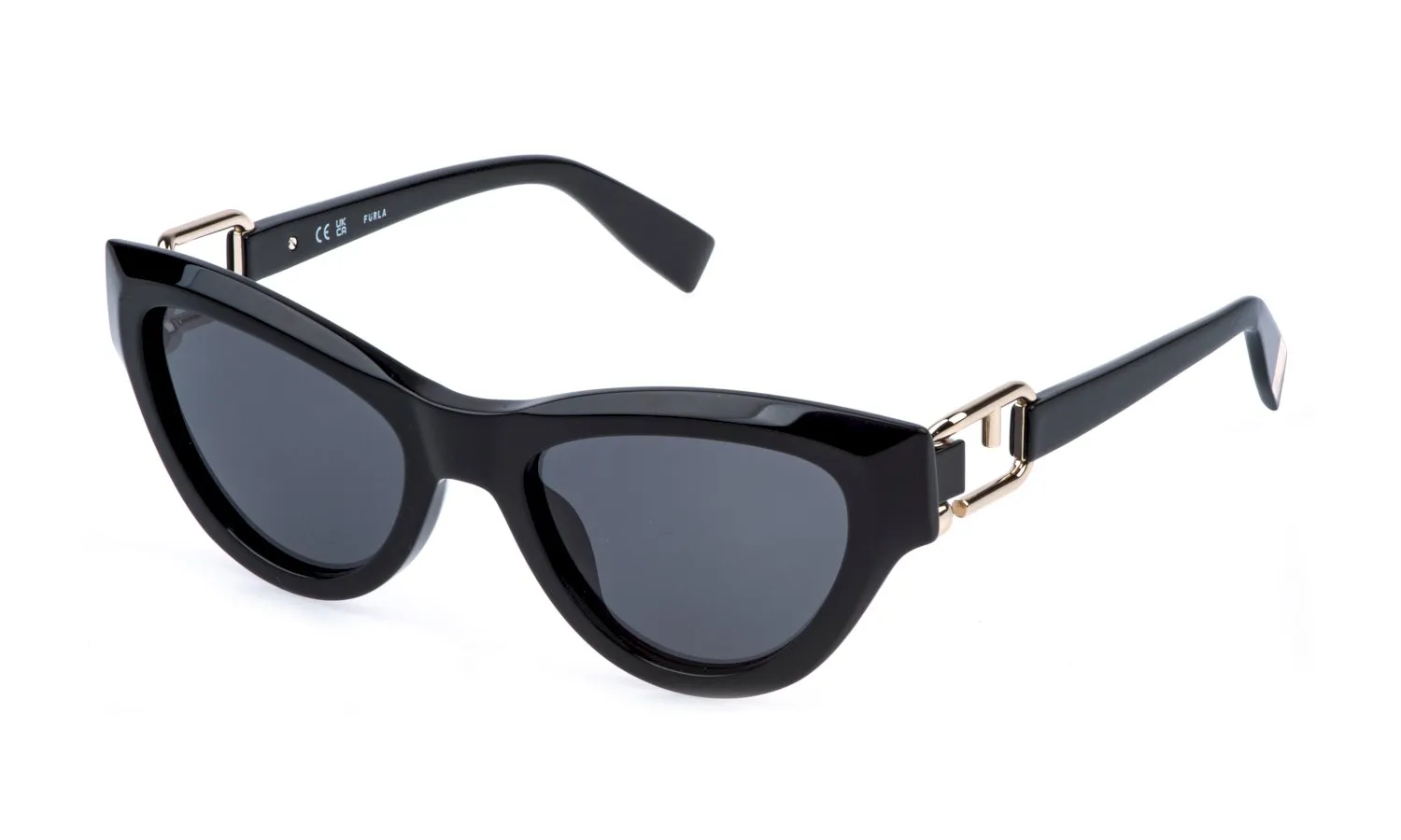 Furla SFU982 0700 Occhiali da sole Acetato Nero Fumo Cat Eye Normale - immagine 1