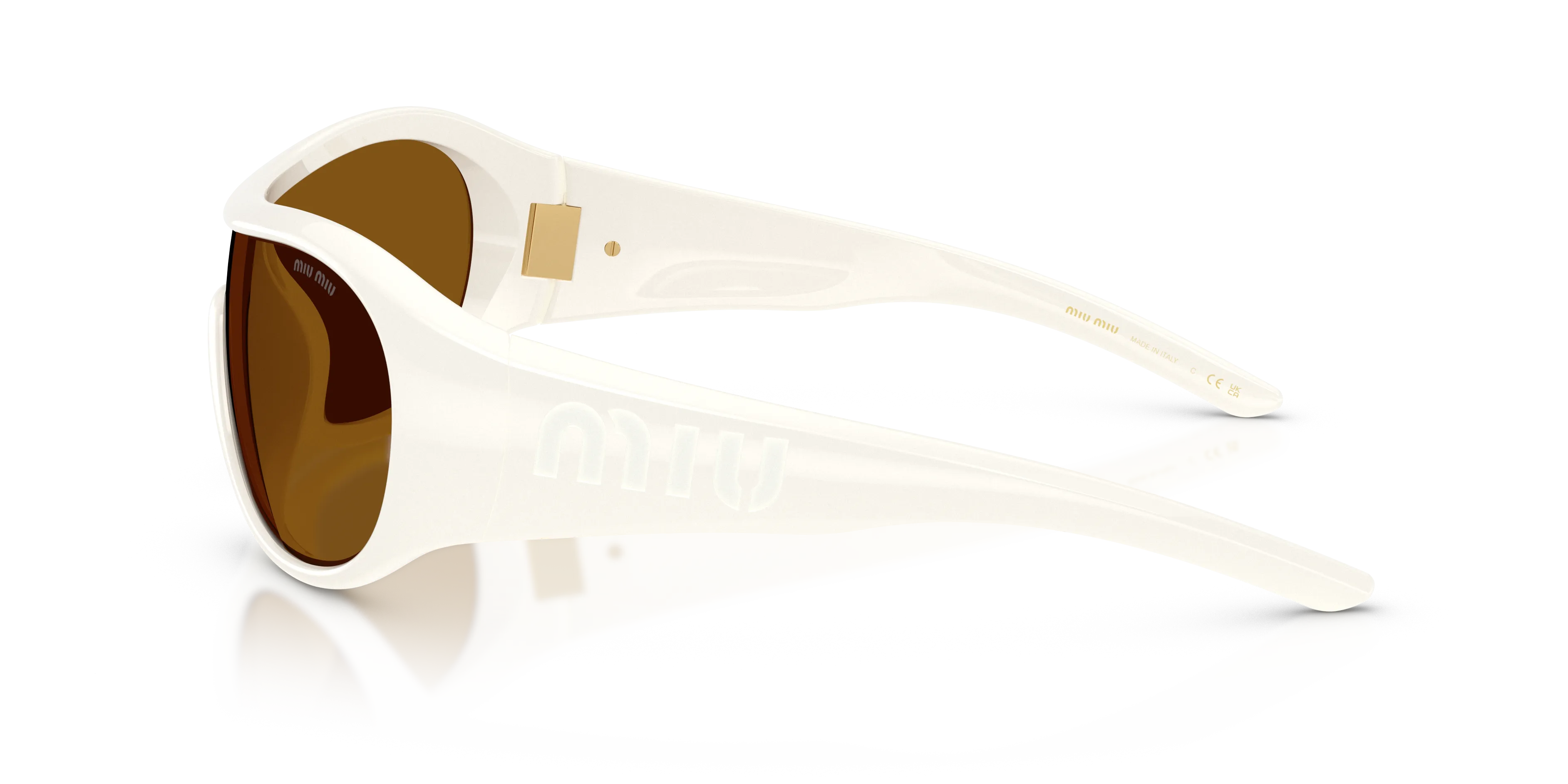 Miu Miu MU B14SU 17K20V Occhiali da sole Iniettato Bianco Bronzo Geometrica Normale - immagine 4