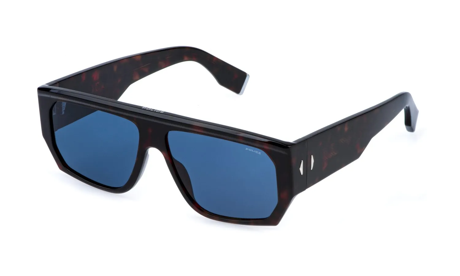 Police SPLR81 G.O.A.T. 5 0722 Occhiali da sole Acetato Havana Blu Squadrata Antiriflesso - immagine 1
