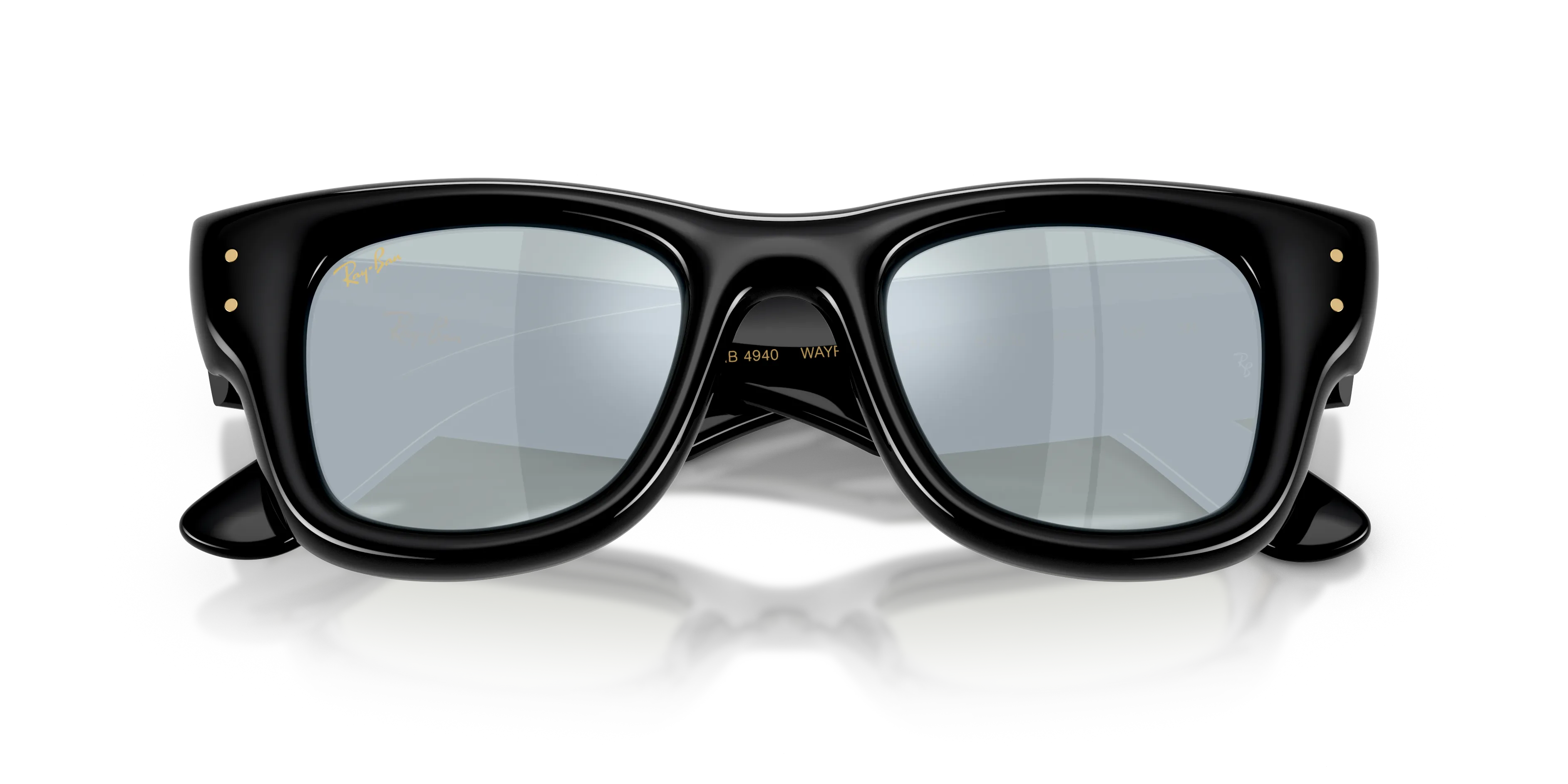 Ray - Ban RB4940 WAYFARER PUFFER 601/30 Occhiali da sole Nylon Nero [""] Squadrata Normale Specchiato - immagine 2