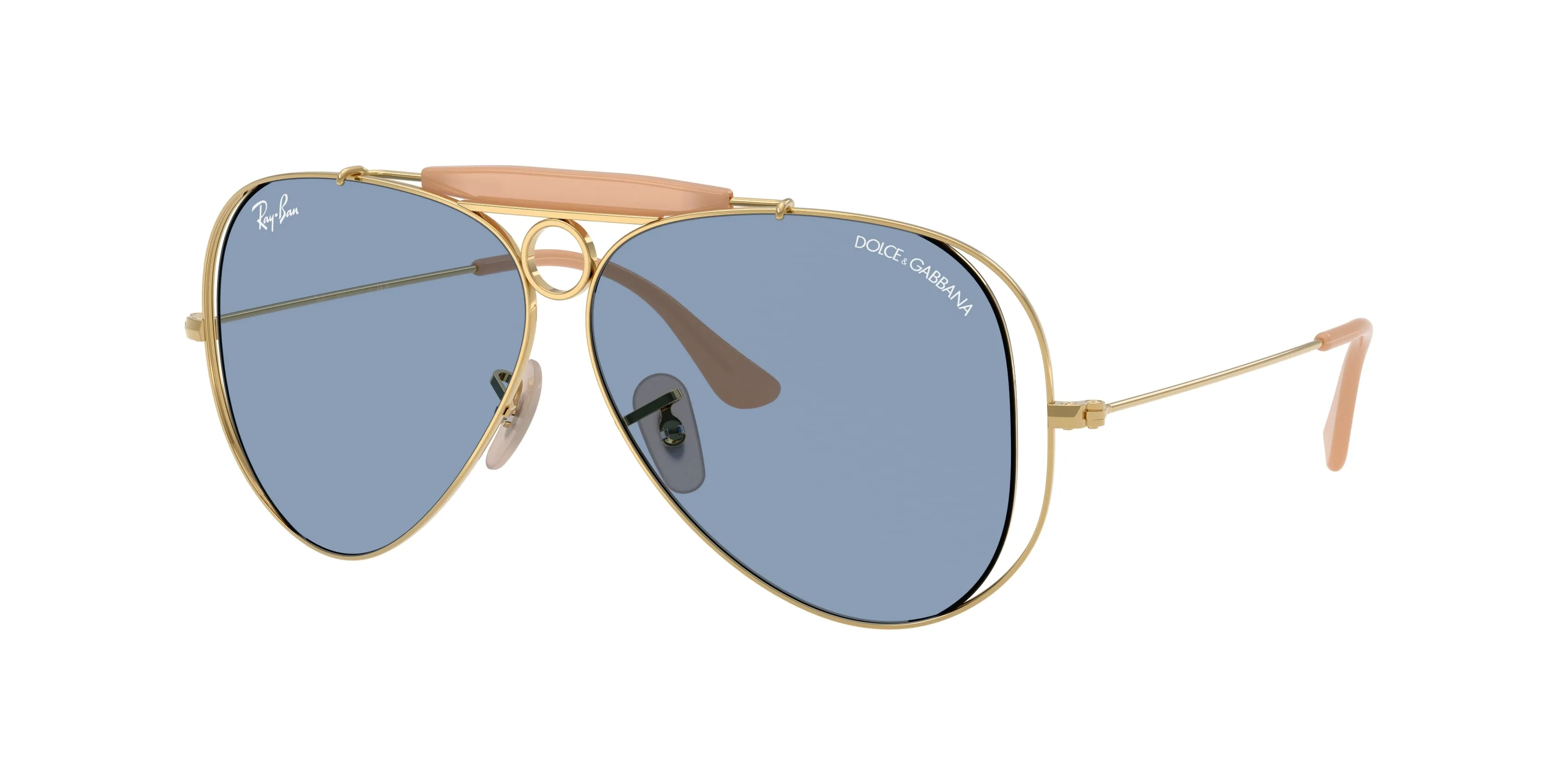 Ray - Ban RB3138M 001/72 Occhiali da sole Metallo Oro Blu Pilot Normale - immagine 1