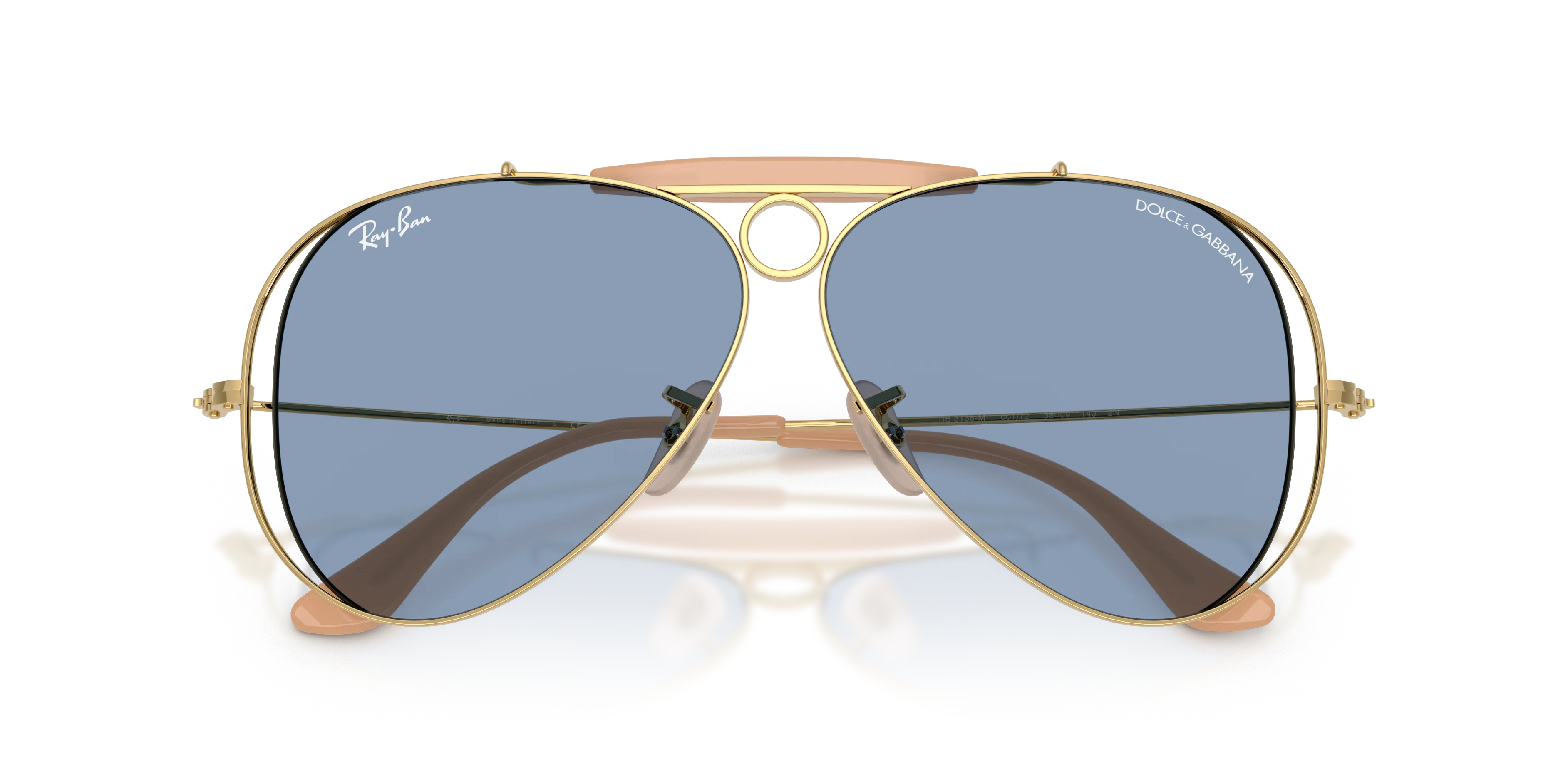 Ray - Ban RB3138M 001/72 Occhiali da sole Metallo Oro Blu Pilot Normale - immagine 2