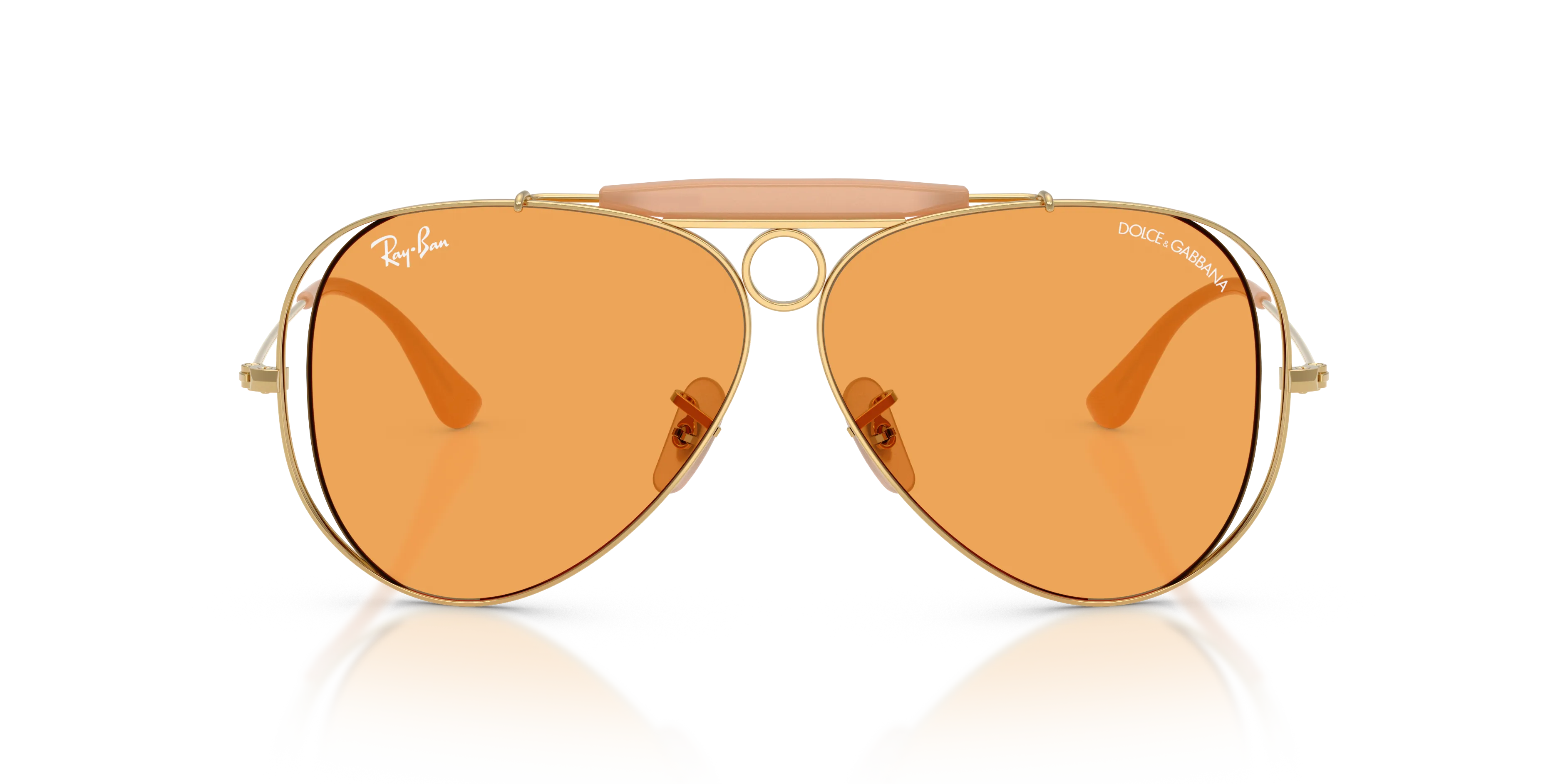 Ray - Ban RB3138M 001/7 Occhiali da sole Metallo Oro Arancione Pilot Normale - immagine 3