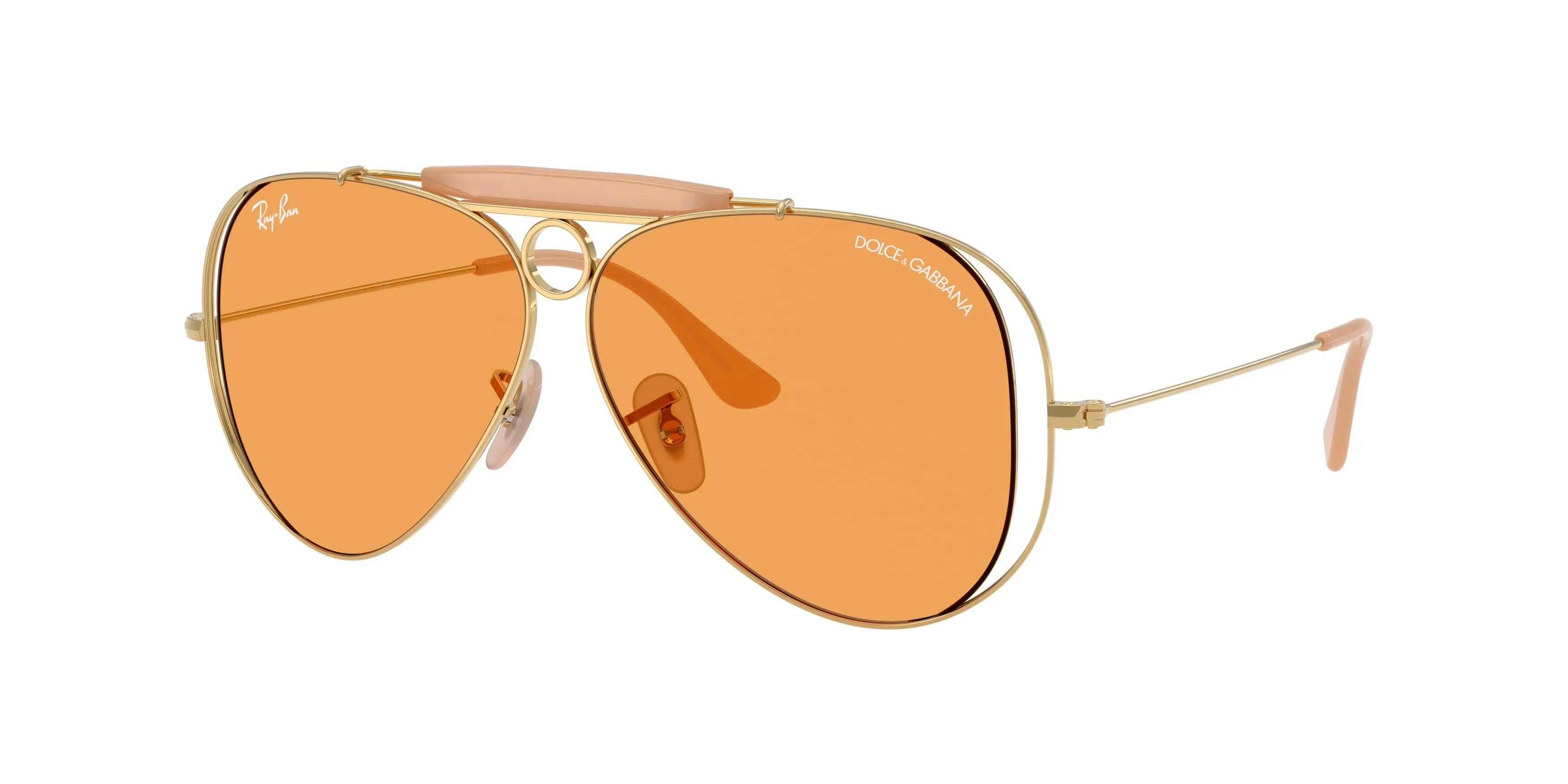 Ray - Ban RB3138M 001/7 Occhiali da sole Metallo Oro Arancione Pilot Normale - immagine 1