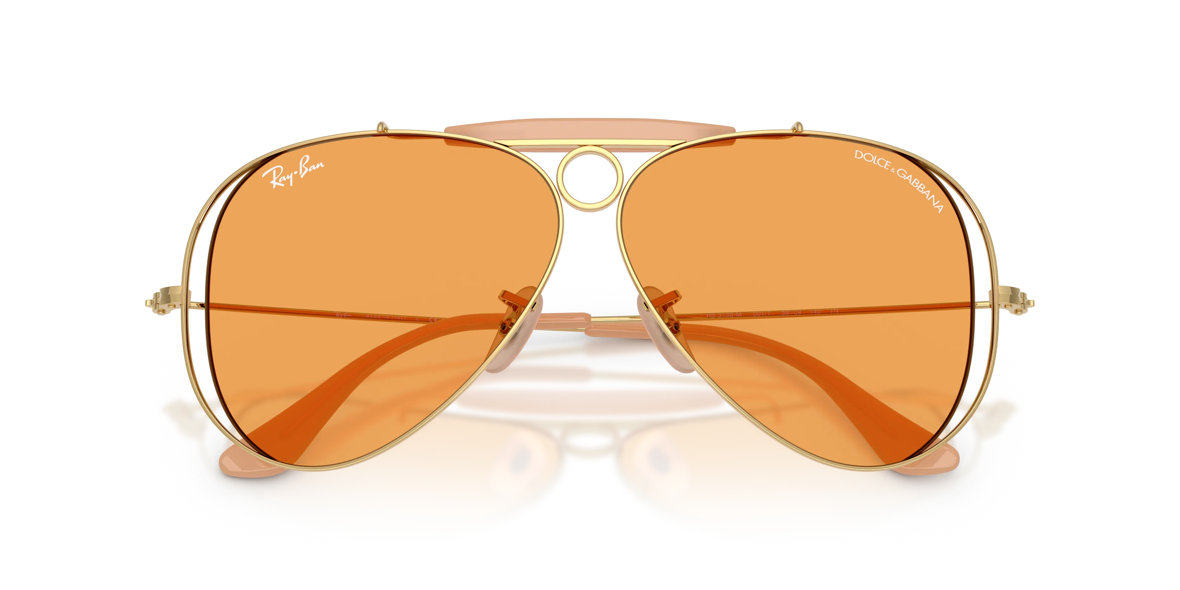 Ray - Ban RB3138M 001/7 Occhiali da sole Metallo Oro Arancione Pilot Normale - immagine 2