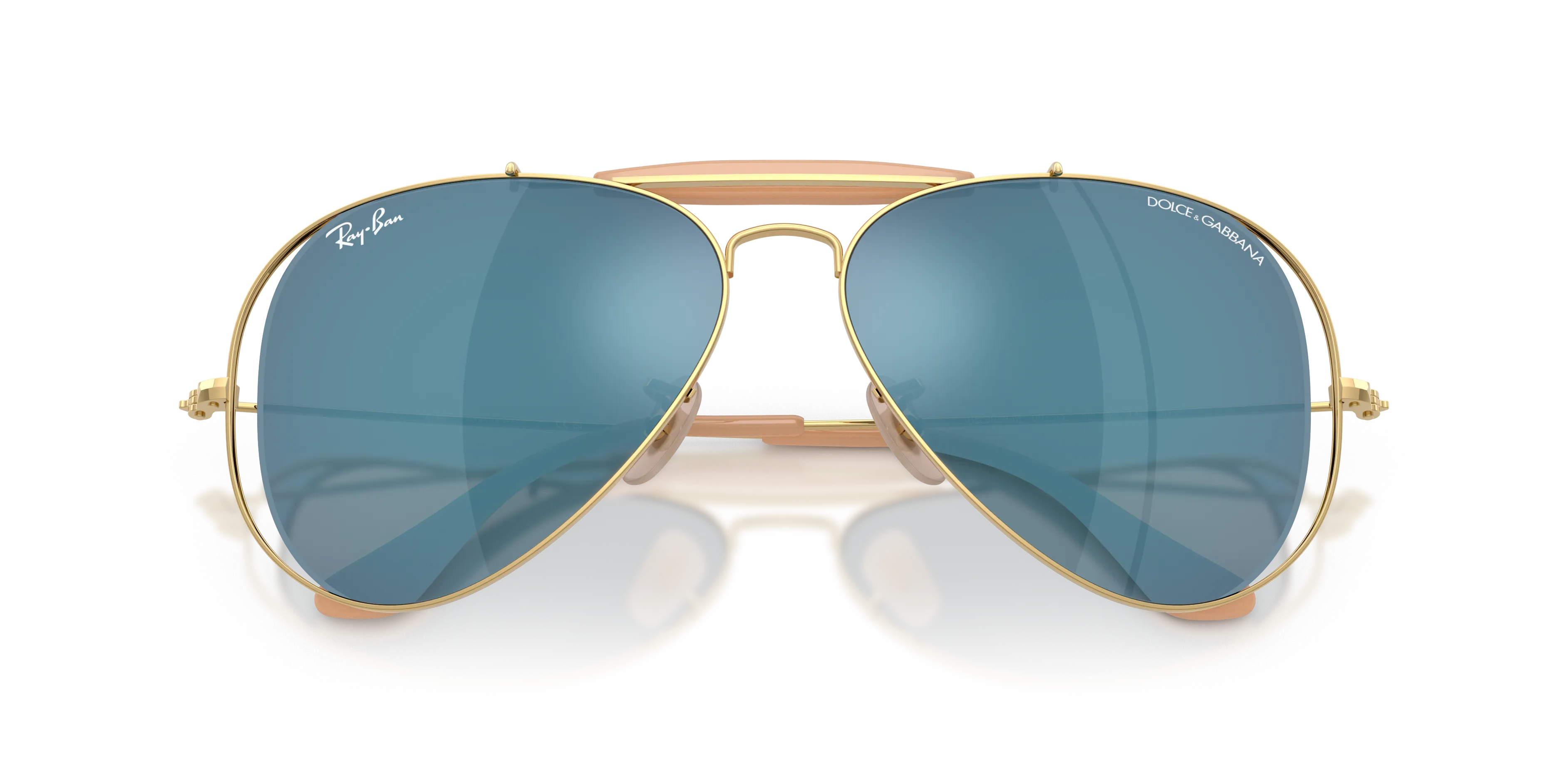 Ray - Ban RB3029M 001/55 Occhiali da sole Metallo Oro Blu Pilot Specchiate - immagine 2