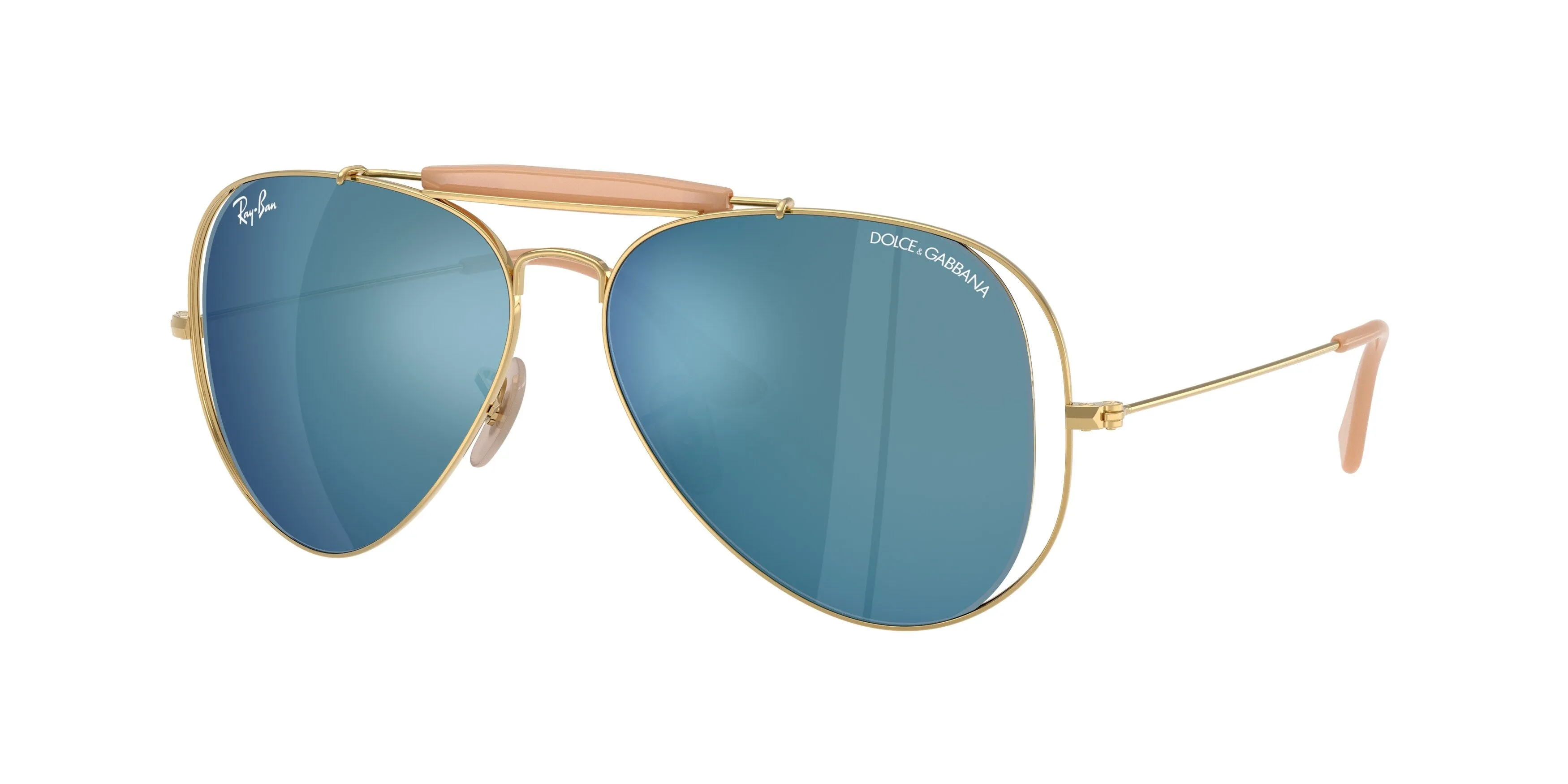 Ray - Ban RB3029M 001/55 Occhiali da sole Metallo Oro Blu Pilot Specchiate - immagine 1