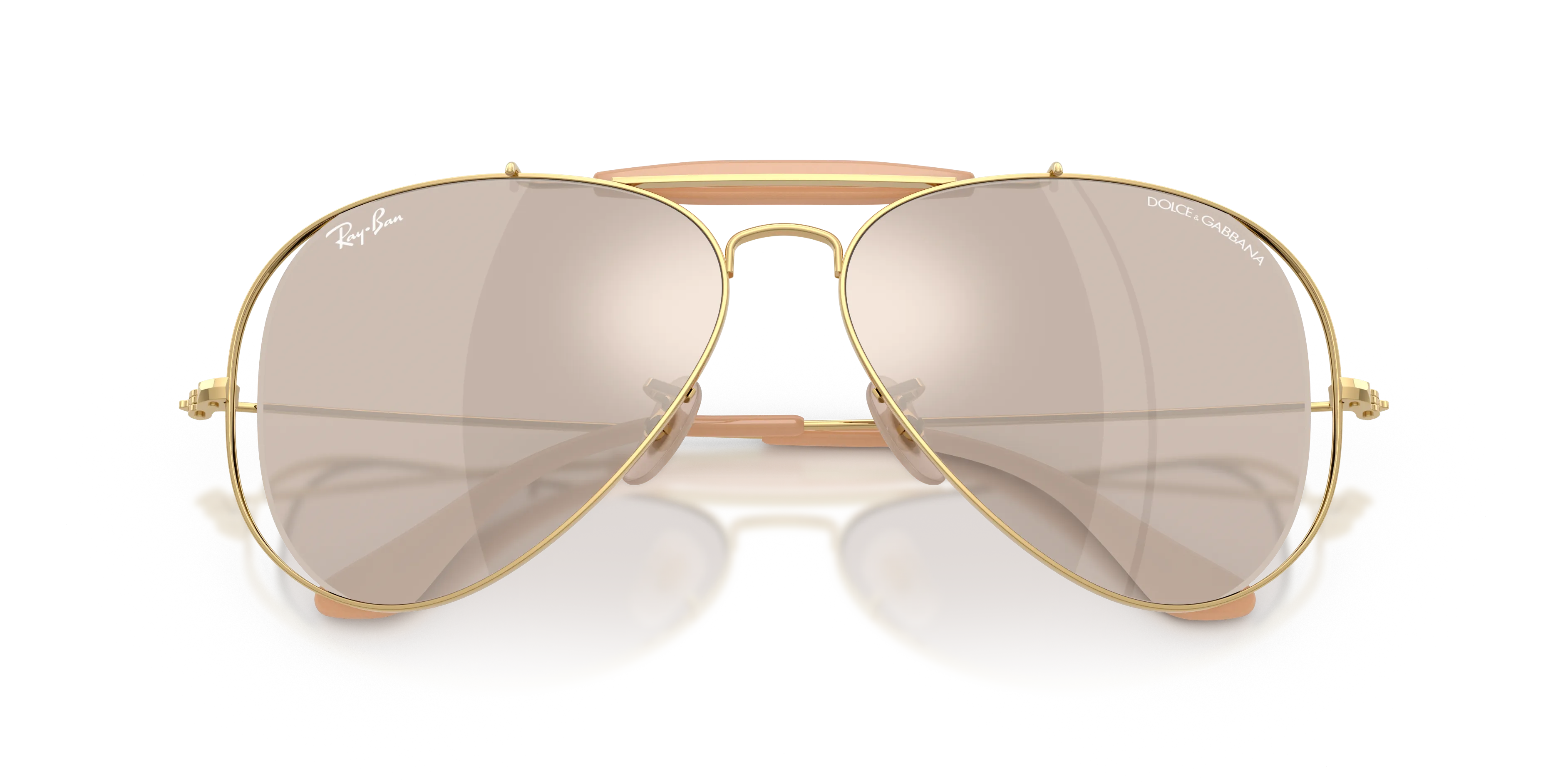 Ray - Ban RB3029M 001/0V Occhiali da sole Metallo Oro Marrone Pilot Specchiate - immagine 2