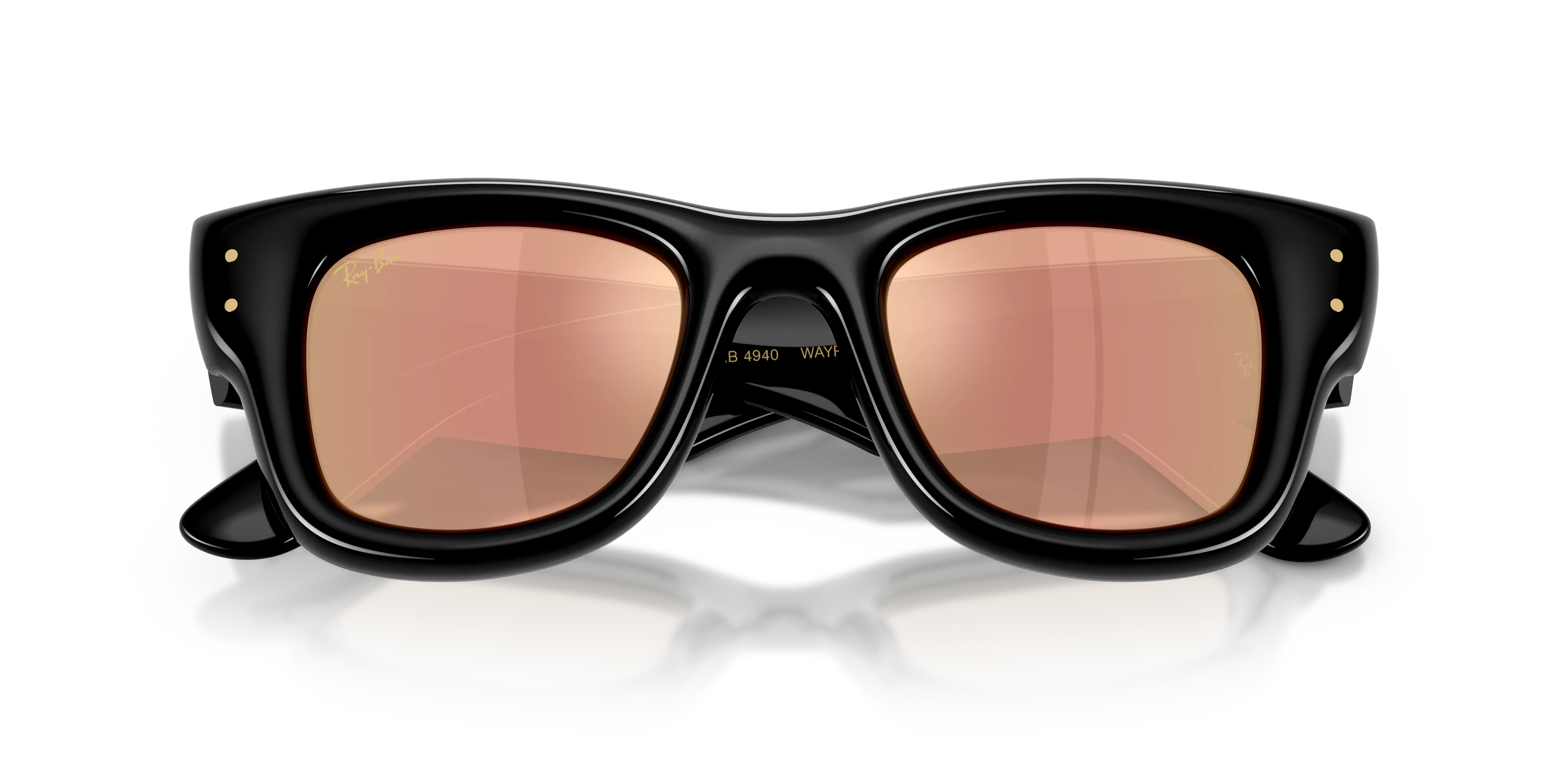 Ray - Ban RB4940 WAYFARER PUFFER 601/7J Occhiali da sole Nylon Nero Marrone Squadrata Specchiate - immagine 2