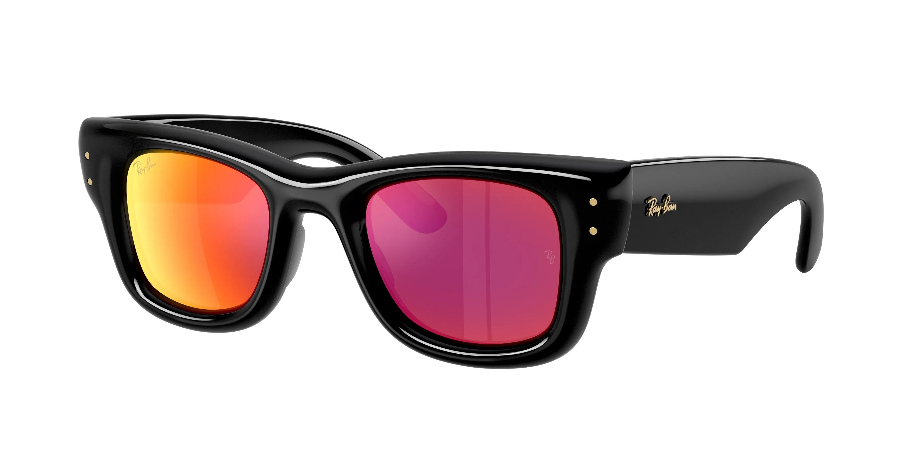 Ray - Ban RB4940 WAYFARER PUFFER 601/6Q Occhiali da sole Nylon Nero Marrone Squadrata Specchiate - immagine 1