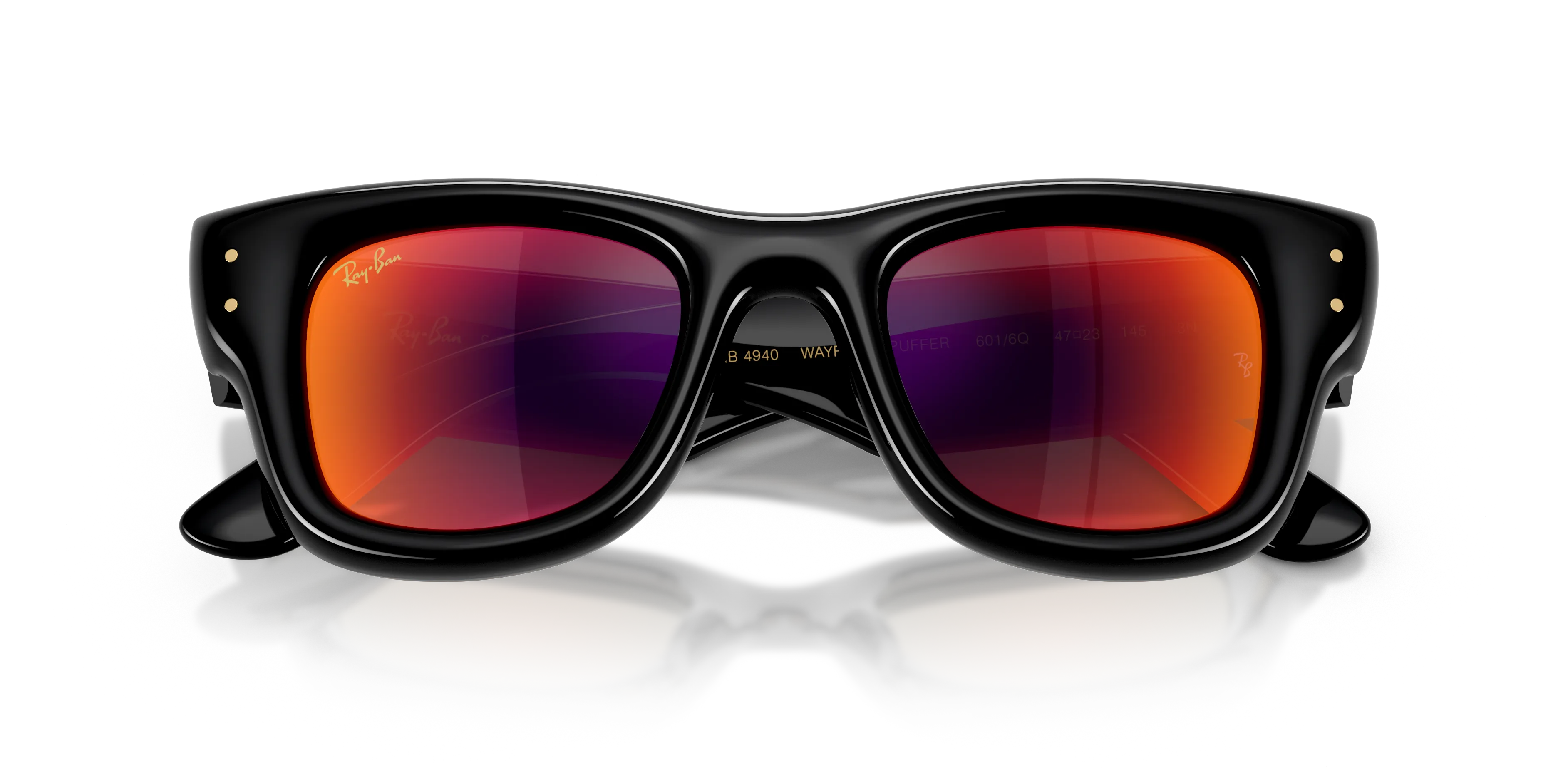 Ray - Ban RB4940 WAYFARER PUFFER 601/6Q Occhiali da sole Nylon Nero Marrone Squadrata Specchiate - immagine 2