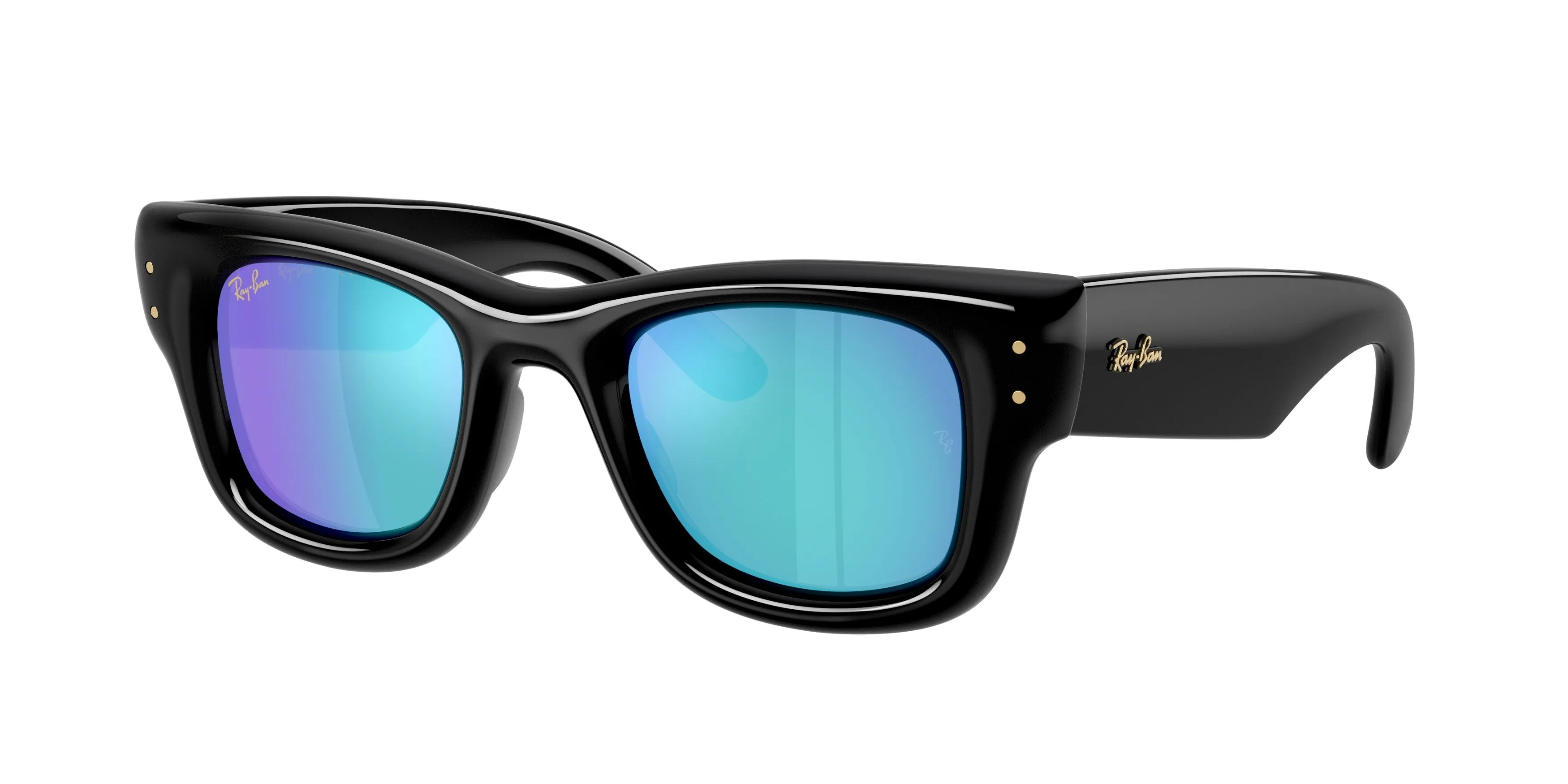 Ray - Ban RB4940 WAYFARER PUFFER 601/55 Occhiali da sole Nylon Nero Verde Squadrata Specchiate - immagine 1