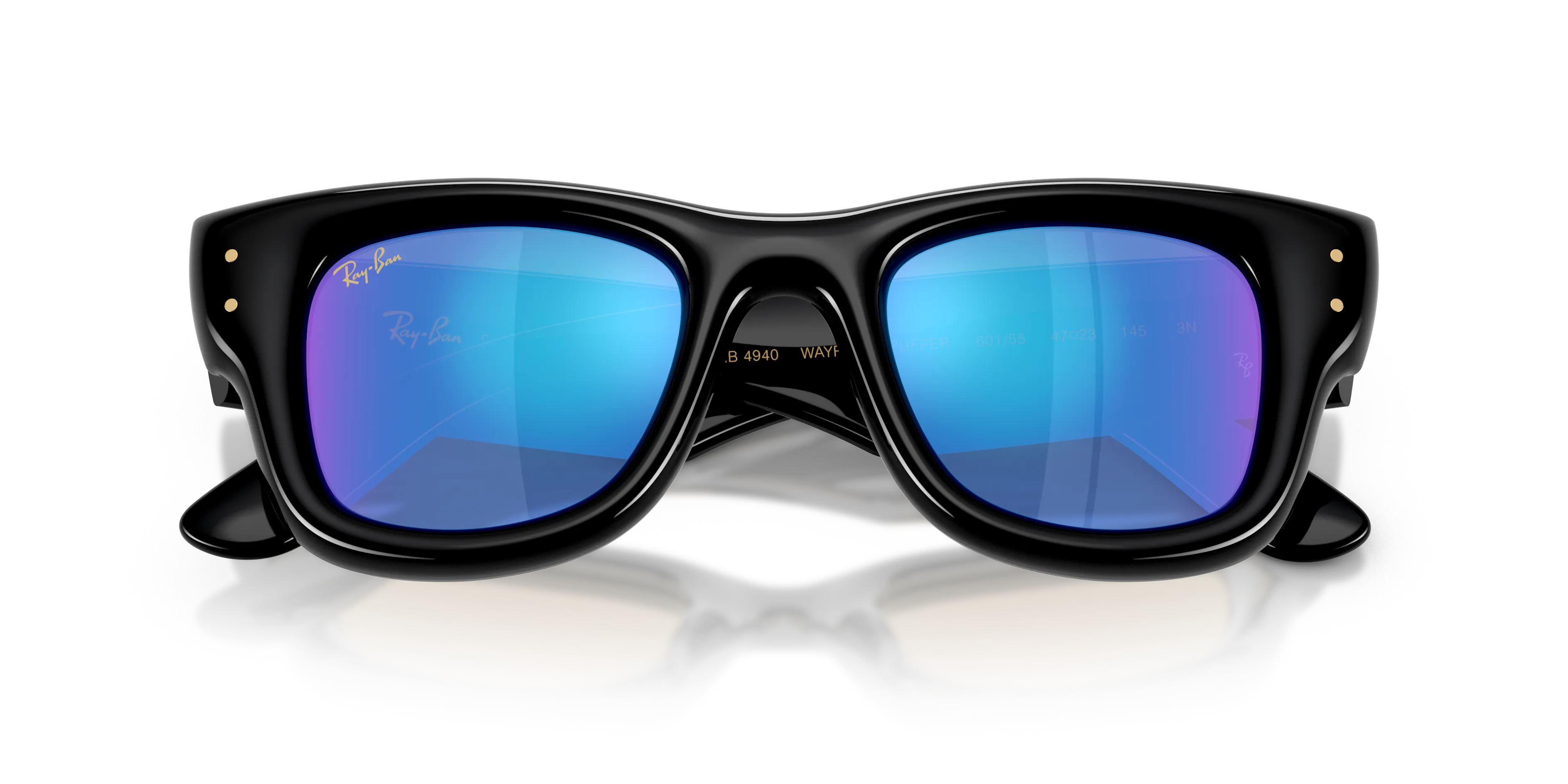 Ray - Ban RB4940 WAYFARER PUFFER 601/55 Occhiali da sole Nylon Nero Verde Squadrata Specchiate - immagine 2