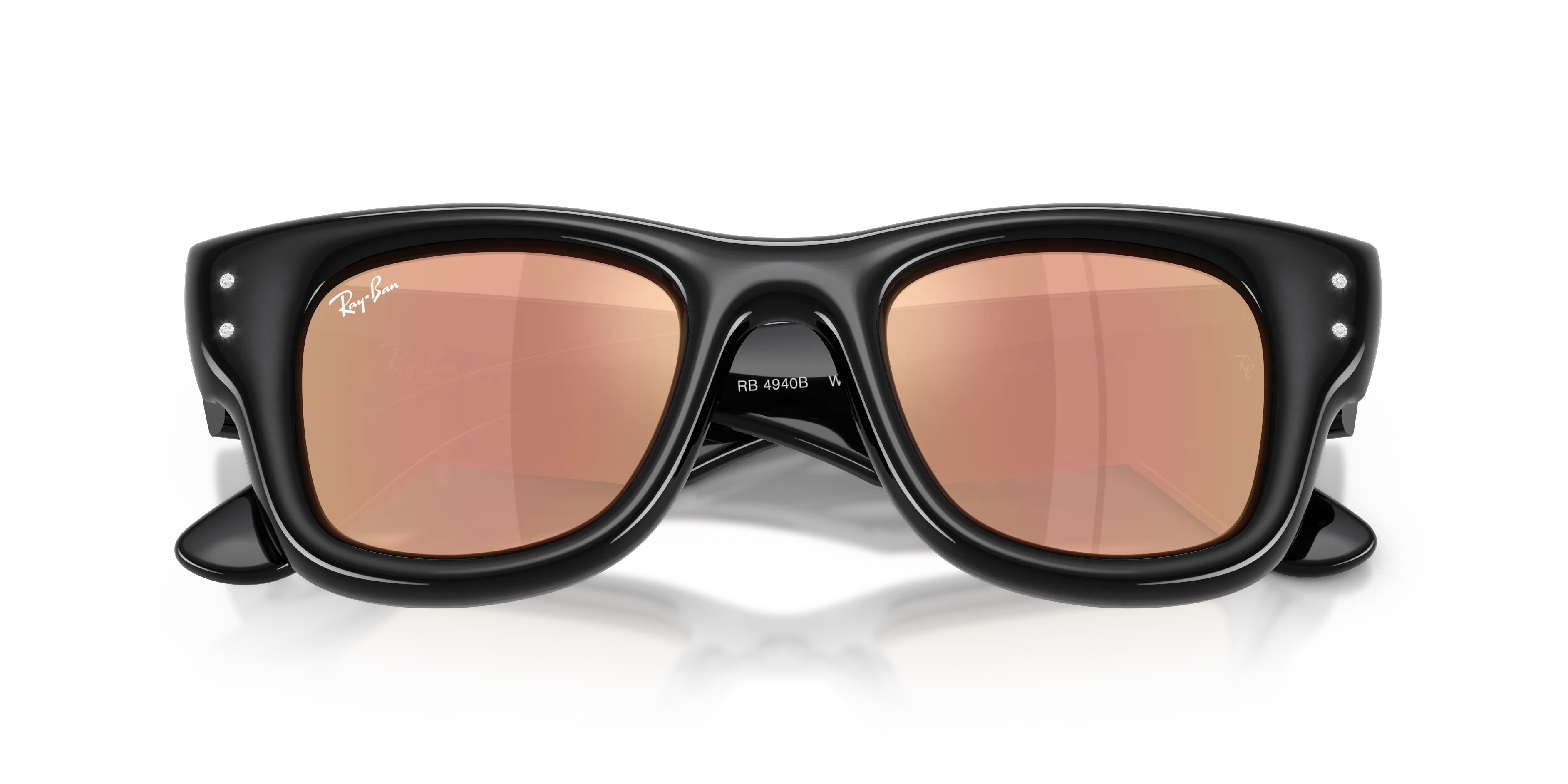 Ray - Ban RB4940B WAYFARER PUFFER 68647J Occhiali da sole Nylon Nero Marrone Squadrata Specchiate - immagine 2
