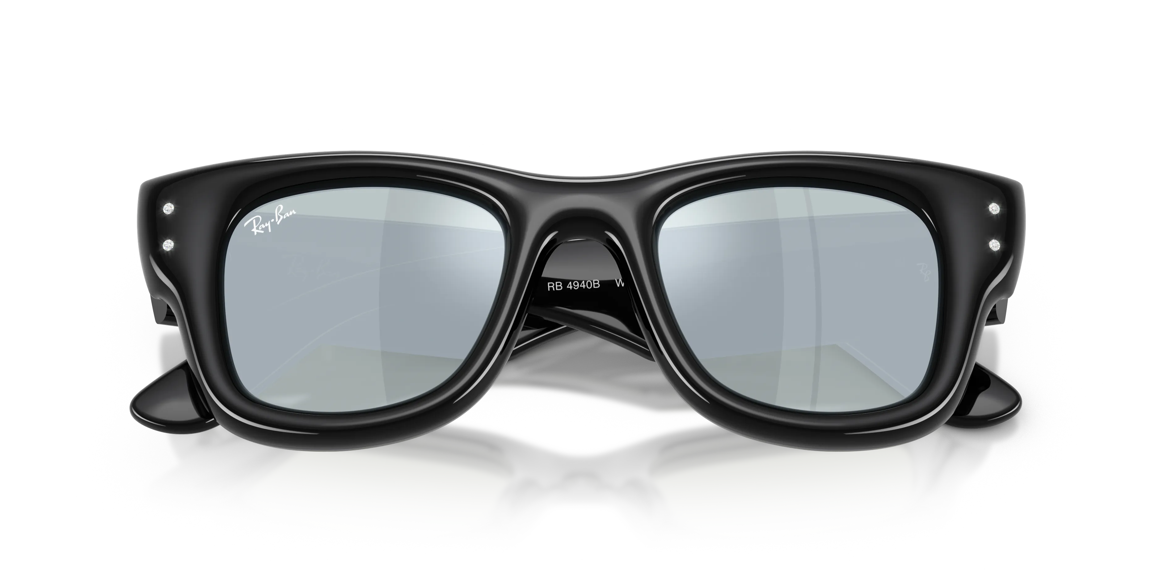 Ray - Ban RB4940B WAYFARER PUFFER 686430 Occhiali da sole Nylon Nero [""] Squadrata Normale Specchiato - immagine 2