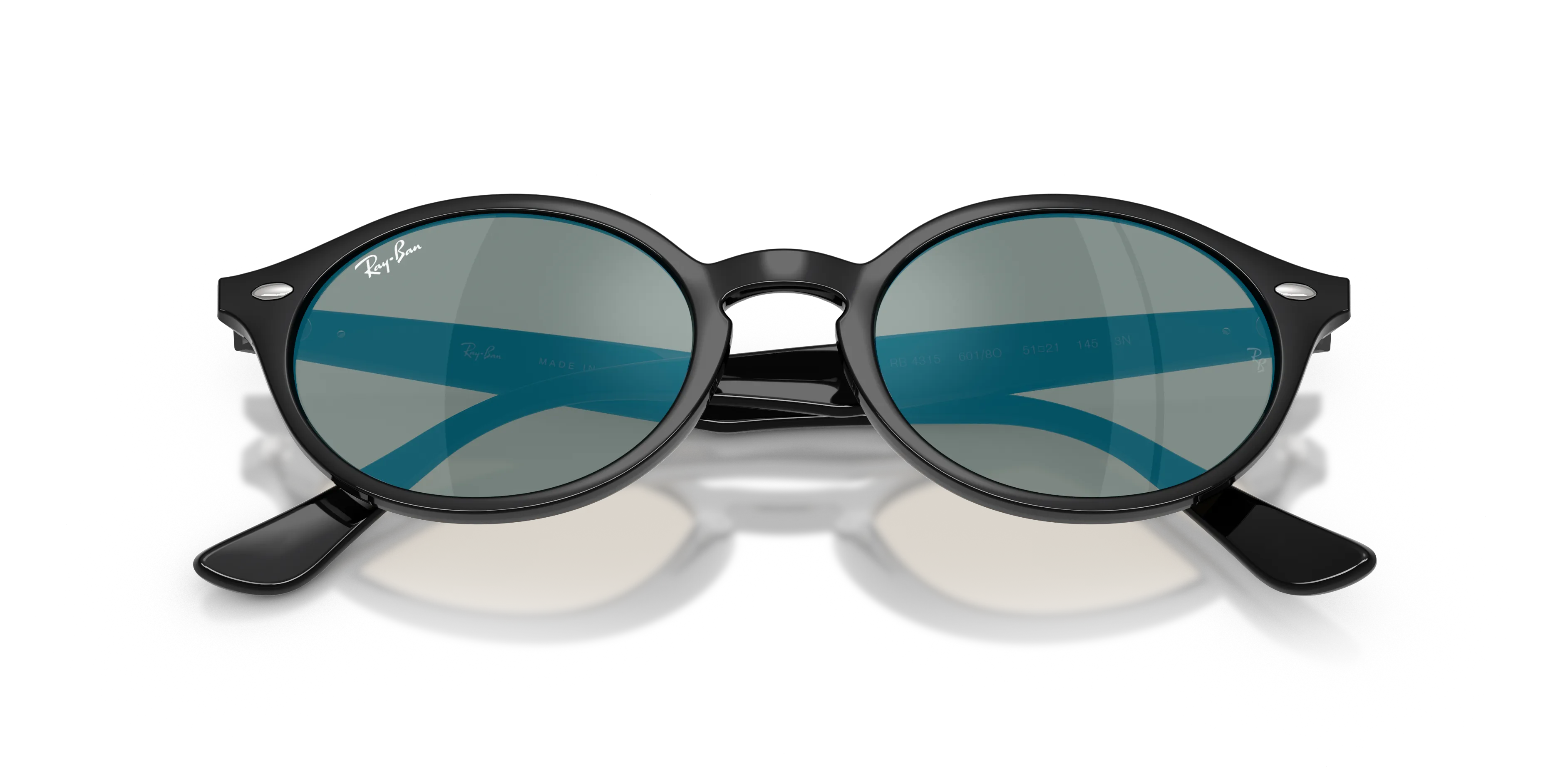 Ray - Ban RB4315 601/8O Occhiali da sole Nylon Nero Rotonda Normale - immagine 2