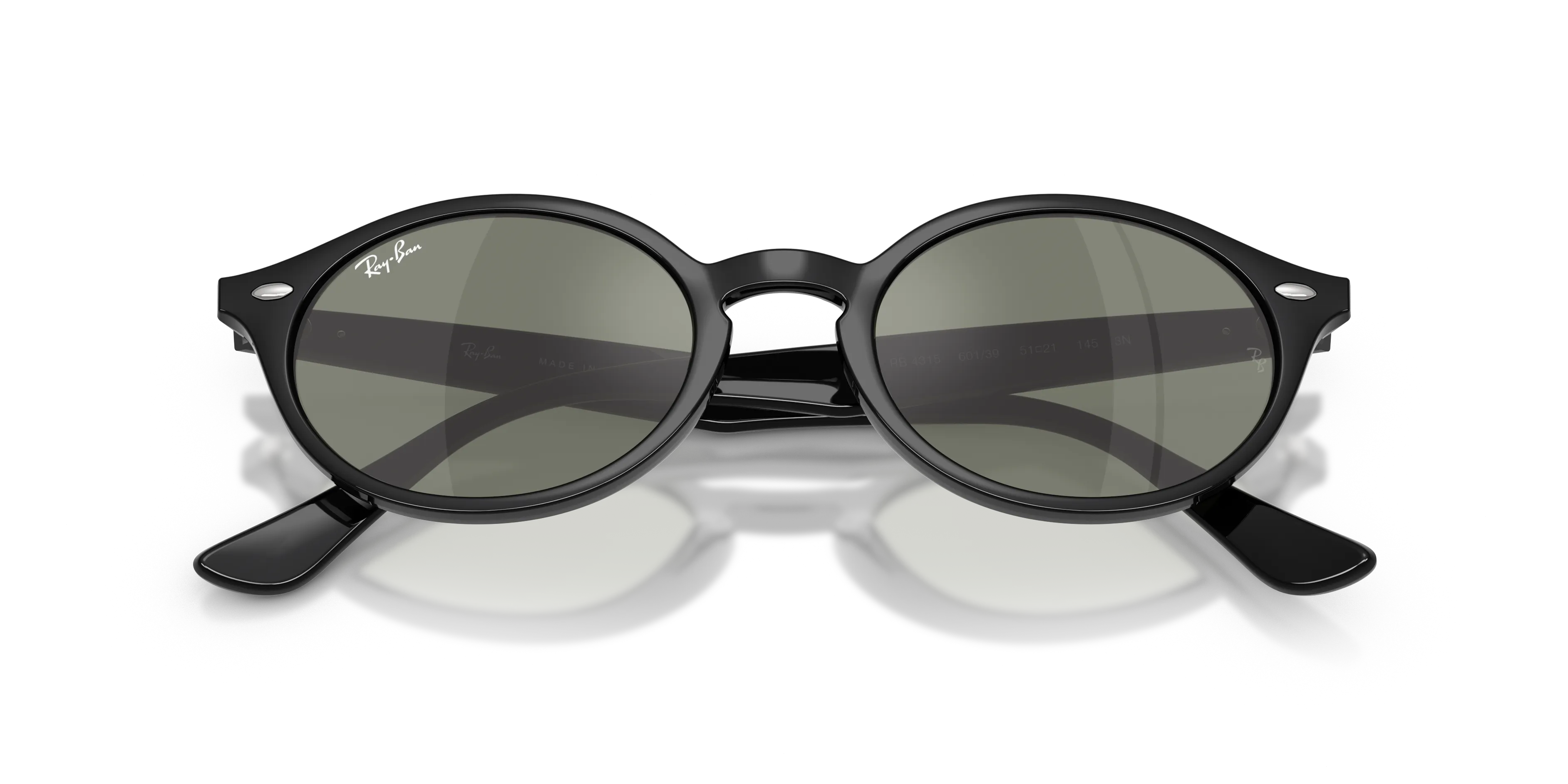 Ray - Ban RB4315 601/39 Occhiali da sole Nylon Nero Rotonda Normale - immagine 2