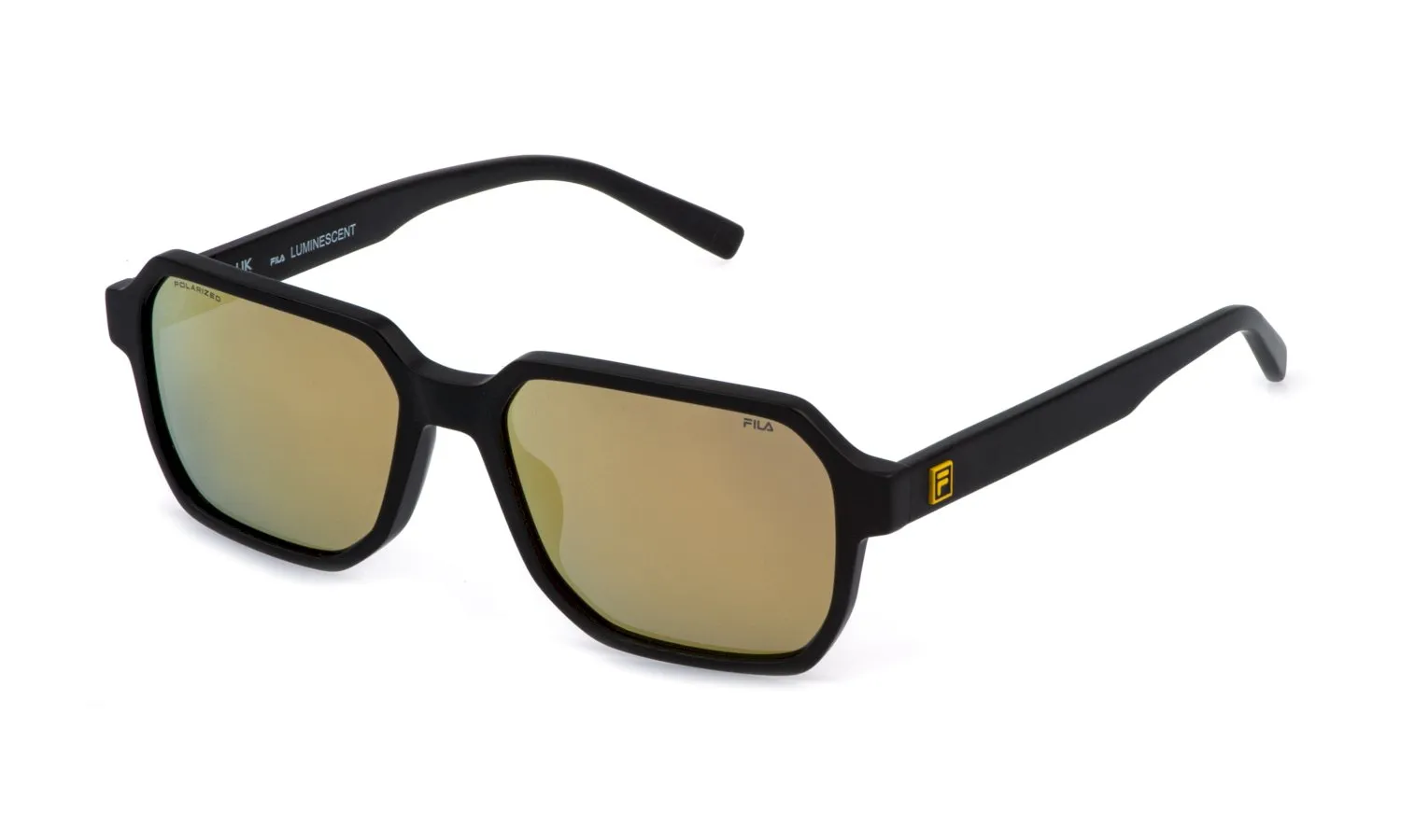 Fila SFID19 703P Occhiali da sole Acetato Nero Fumo Geometrica Polarizzata Specchiato - immagine 1