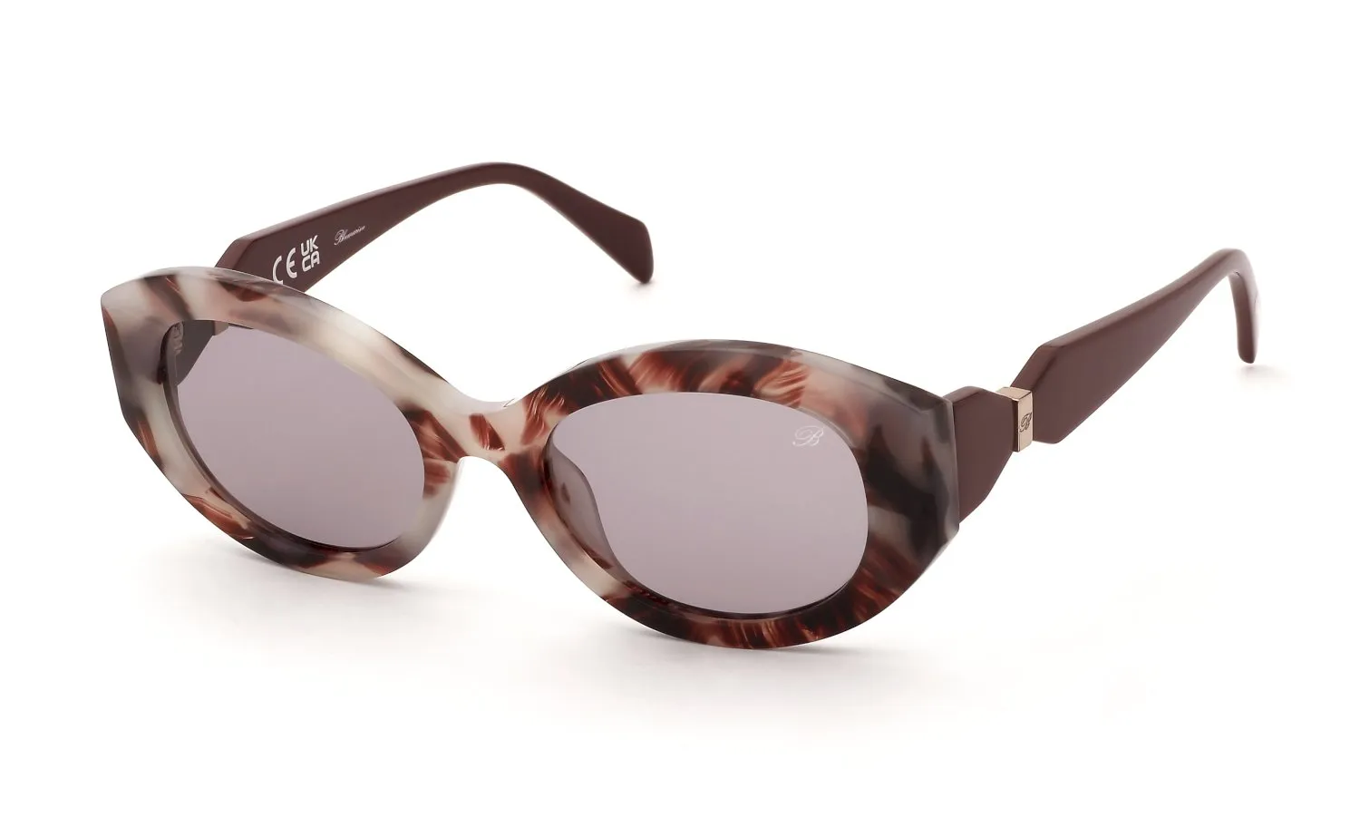 Blumarine SBM239 0Z02 Occhiali da sole Acetato Marrone Viola Geometrica Normale - immagine 1
