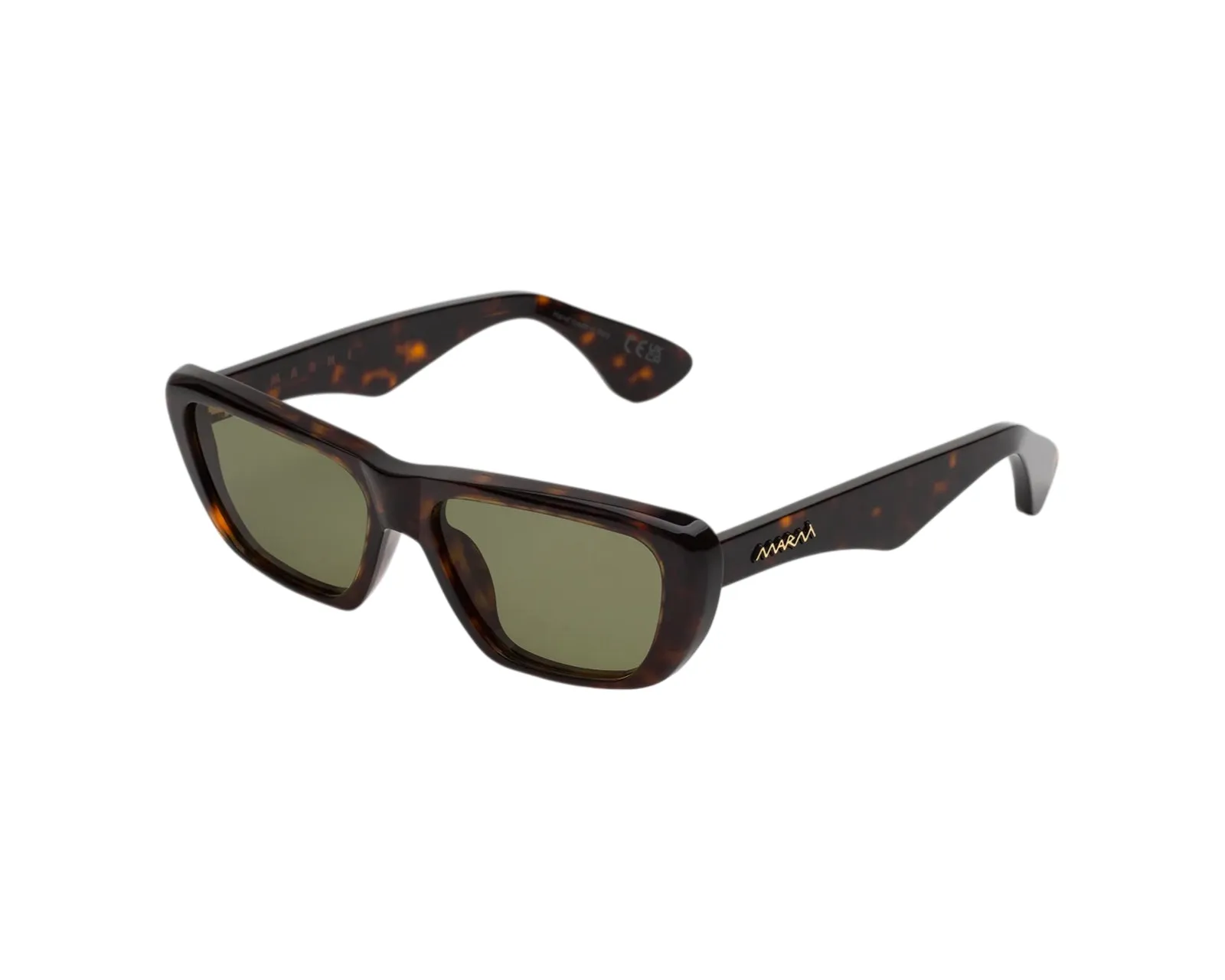 Marni J2Z Jimura Dark Havana Occhiali da sole Acetato Havana Verde Squadrata Normale - immagine 1
