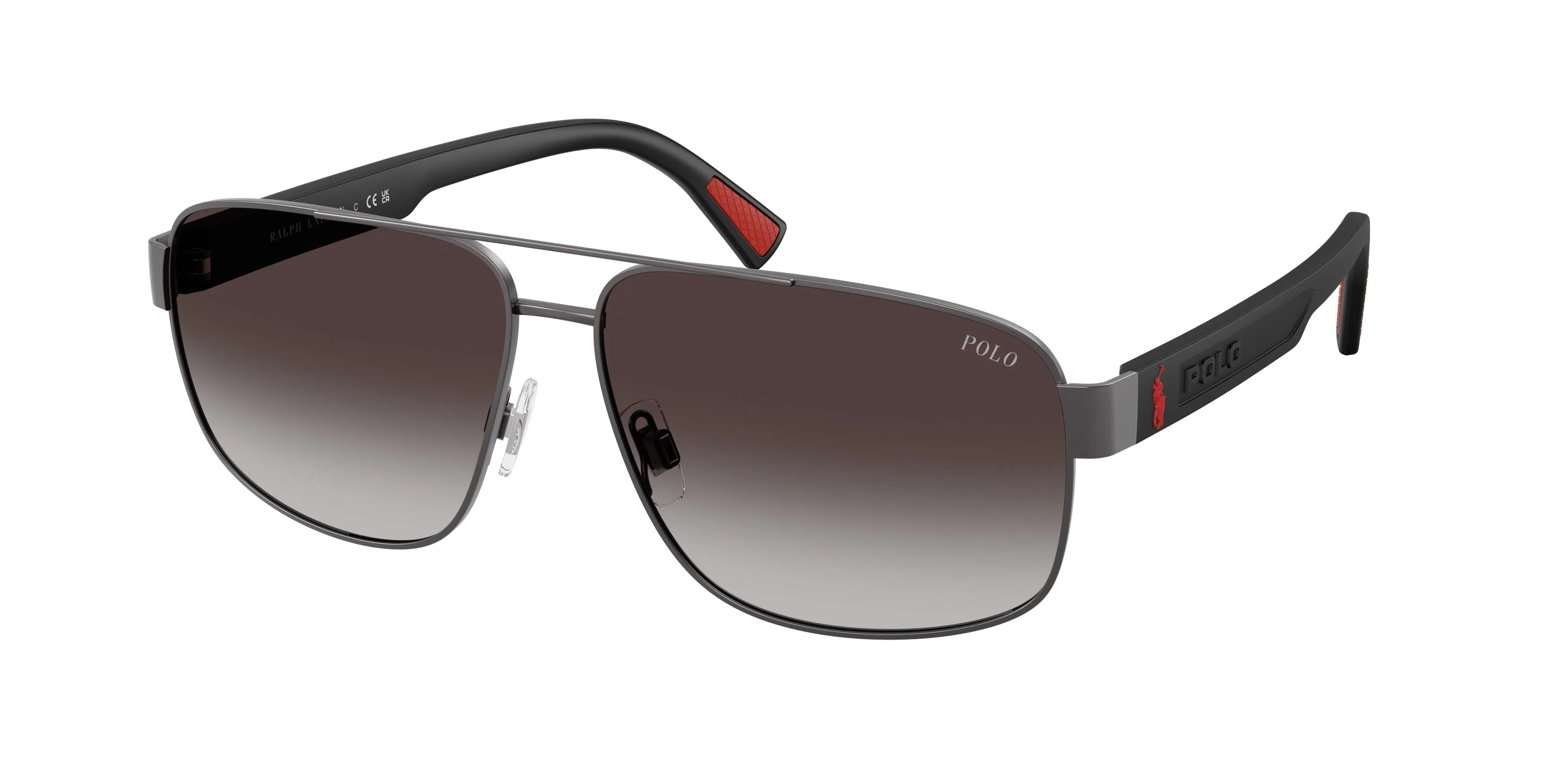 Polo Ralph Lauren PH3165 92158G Occhiali da sole Metallo Grigio Grigio Pilot Normale Sfumato - immagine 1