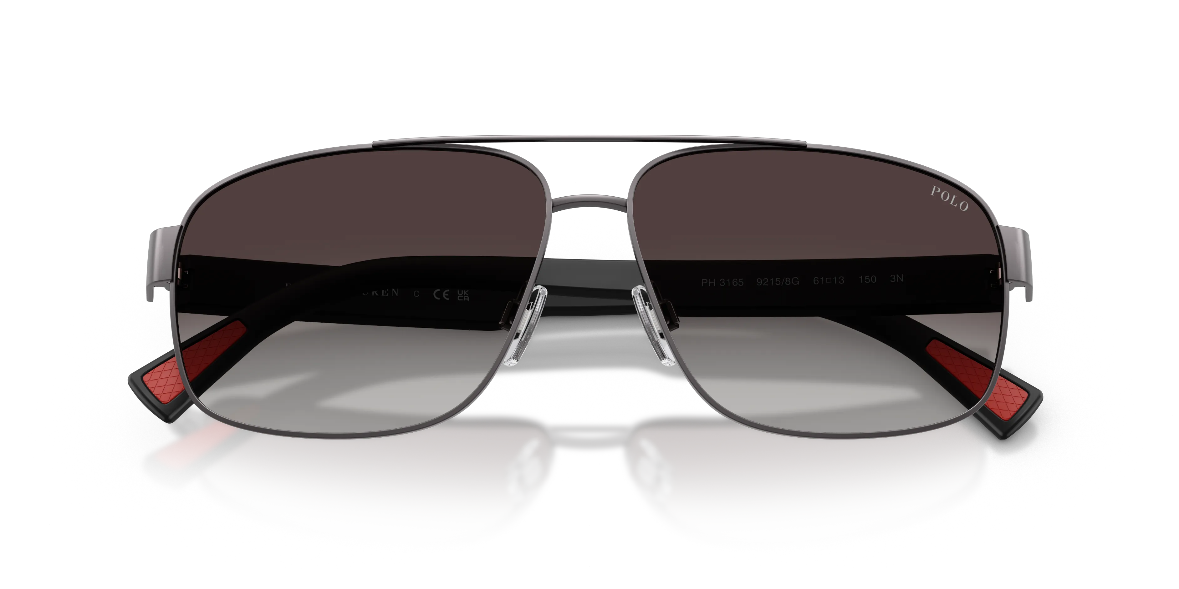 Polo Ralph Lauren PH3165 92158G Occhiali da sole Metallo Grigio Grigio Pilot Normale Sfumato - immagine 2