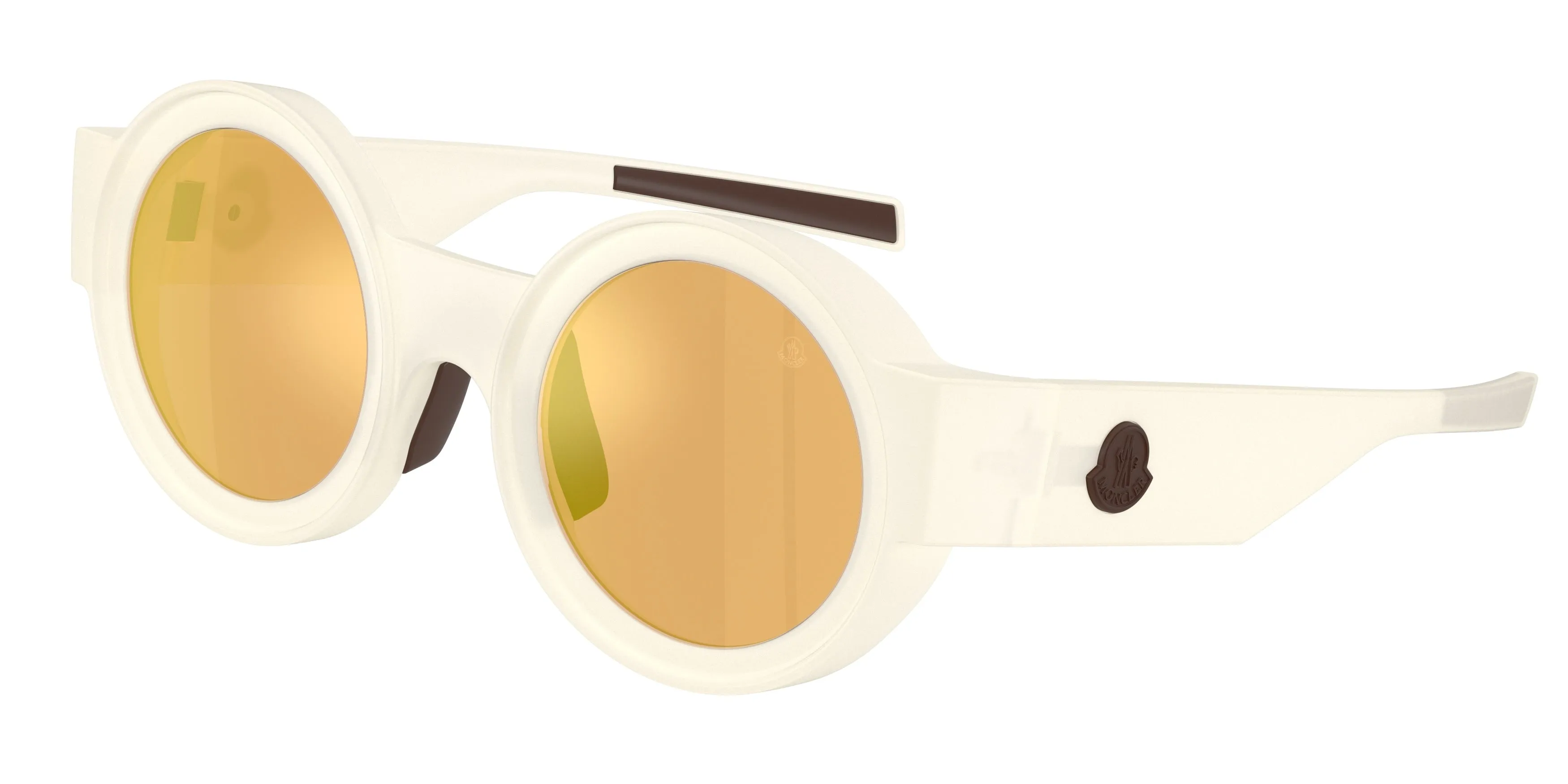 Moncler ME8020U MODUS 50407J Occhiali da sole Iniettato Bianco Marrone Rotonda Specchiate - immagine 1