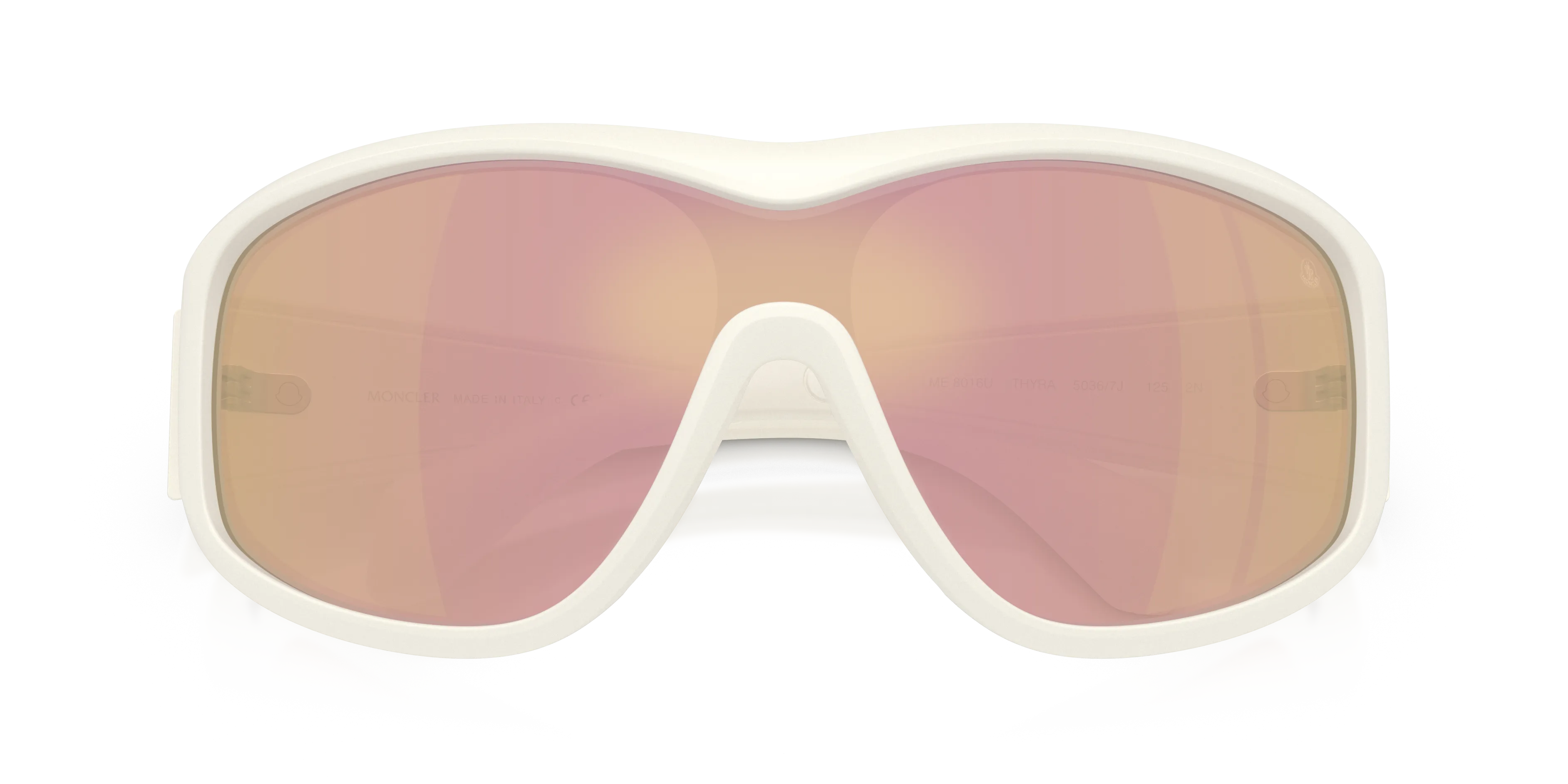 Moncler ME8016U THYRA 50367J Occhiali da sole Iniettato Bianco Marrone Rotonda Specchiate - immagine 2